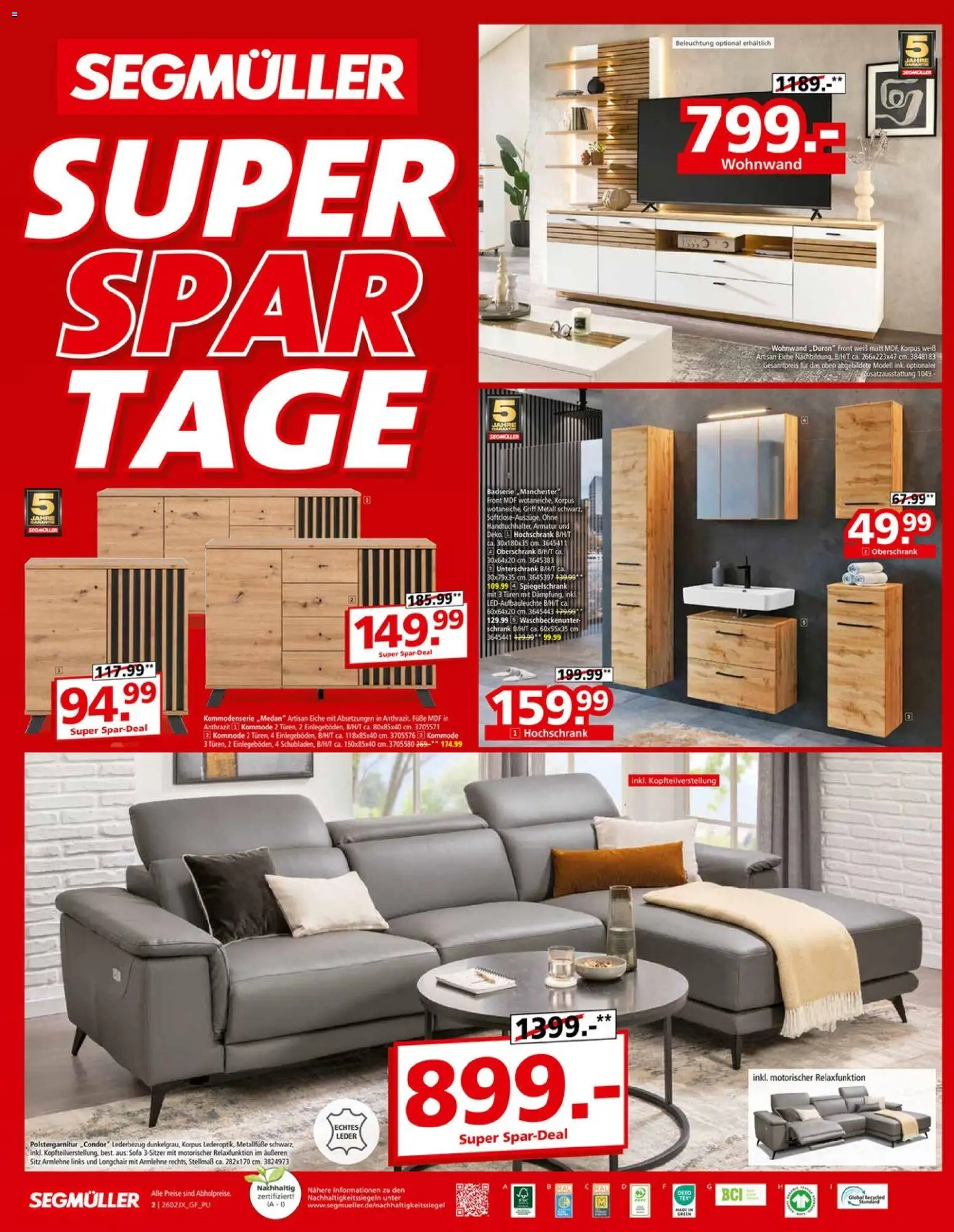 Segmüller Prospekt 	 – gültig ab 15.02.2026 | Seite: 2 | Produkte: Kommode, Schrank, Spiegelschrank, Hochschrank