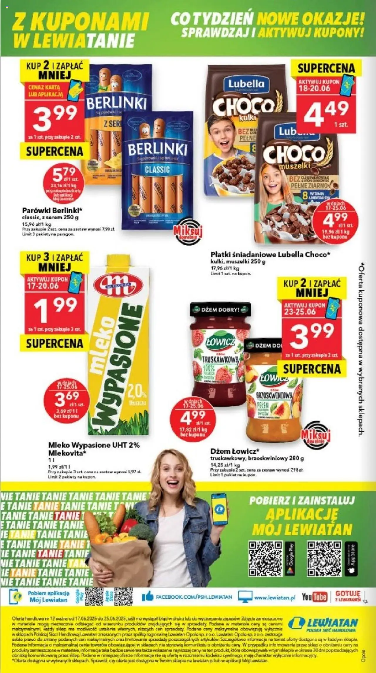 Lewiatan gazetka - Legnica od 17.06.2025 | Strona: 16 | Produkty: Mleko wypasione, Płatki śniadaniowe, Dżem, Mleko