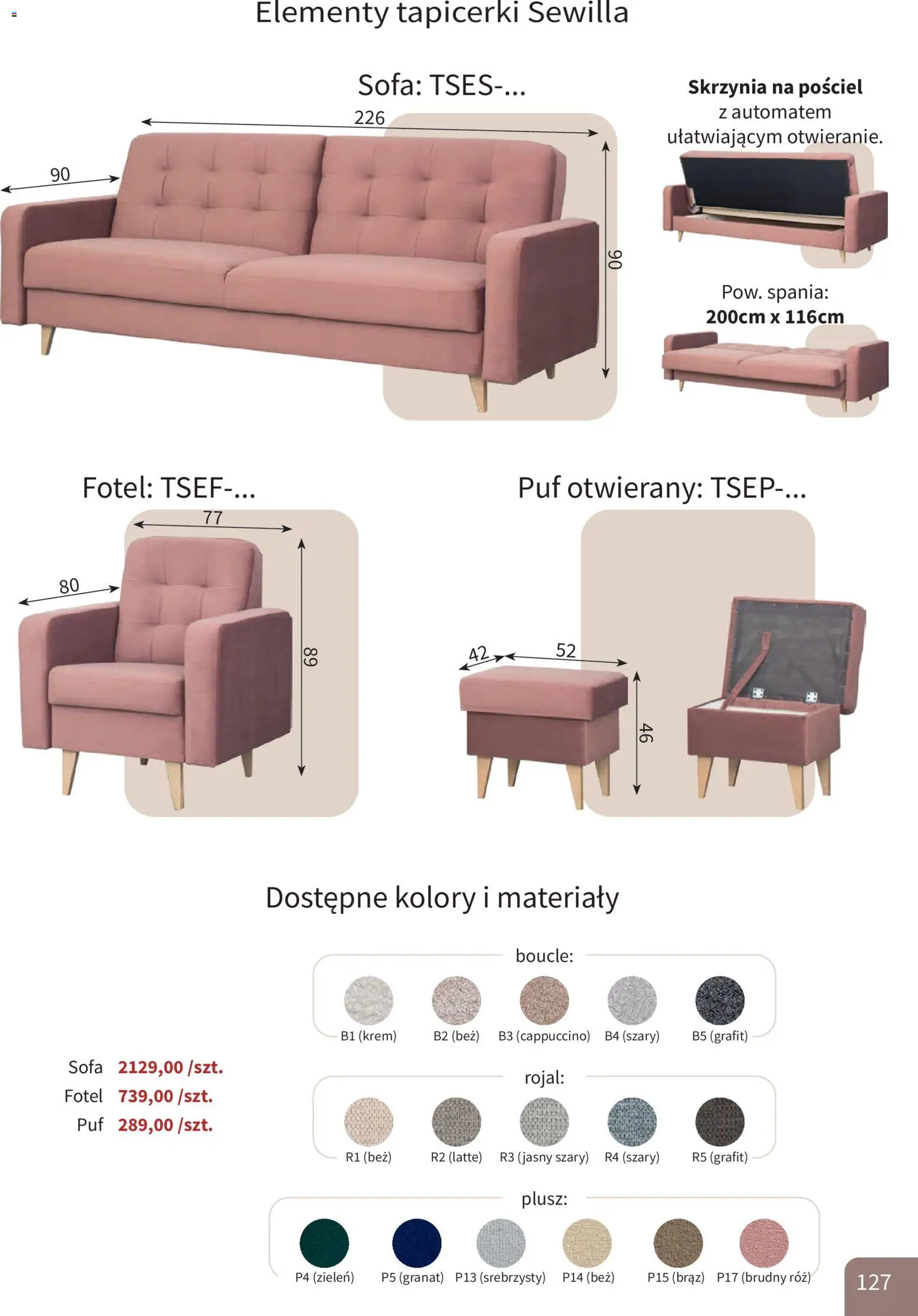 Bodzio Katalog od 01.01.2026 | Strona: 127 | Produkty: Pościel, Cappuccino, Sofa, Róż