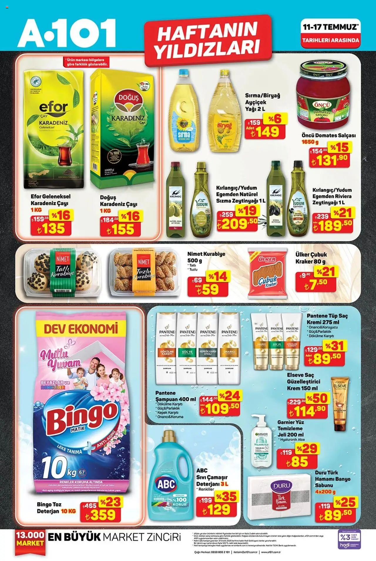A101 Katalog - 11.07.2025 tarihinden itibaren geçerlidir | Sayfa: 1 | Ürünler: Krem, Deterjan, Kurabiye, Şal