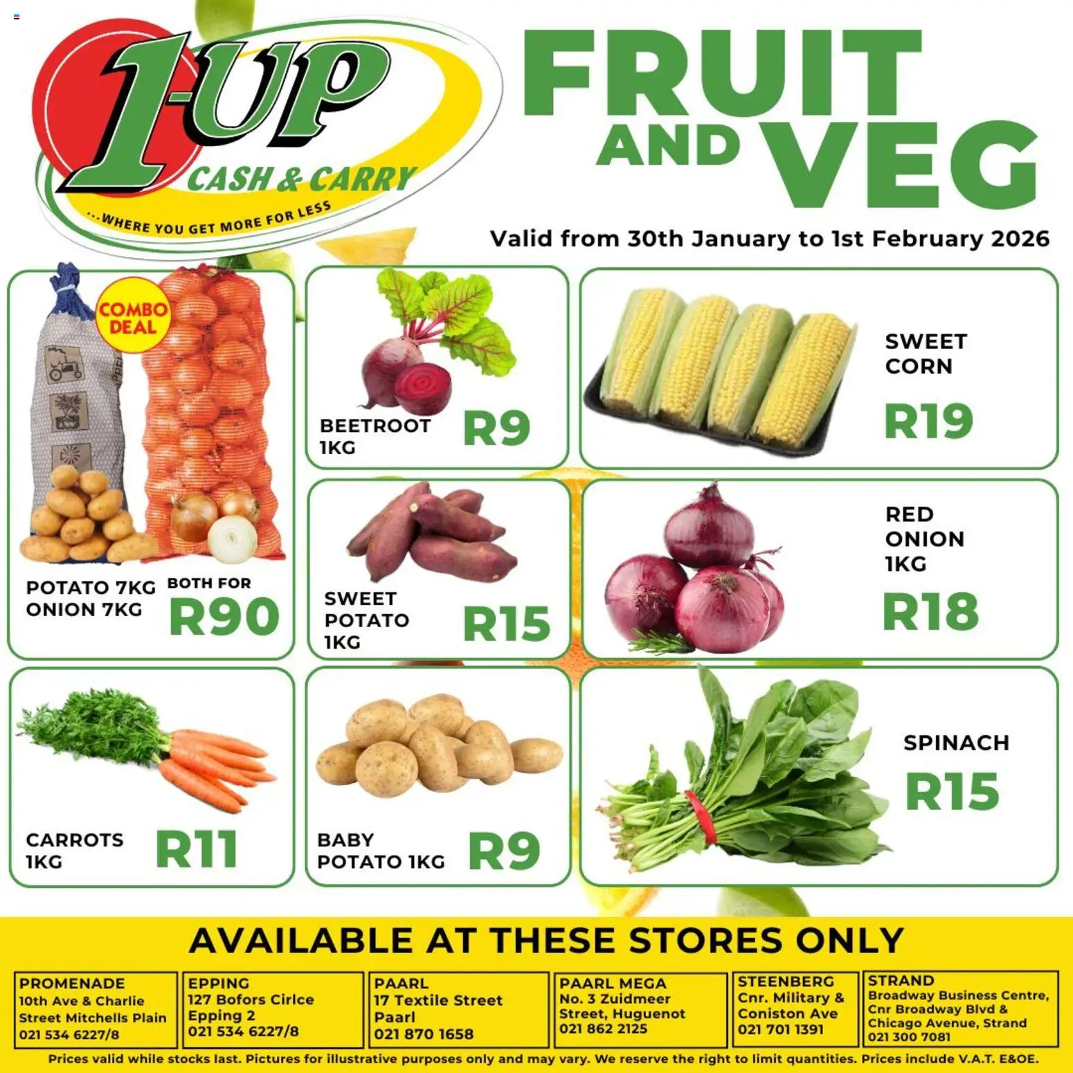 New 1UP Cash & Carry catalogue – valid from 30.01.2026 | Page: 1 | Products: Corn, Carrots, Fruit