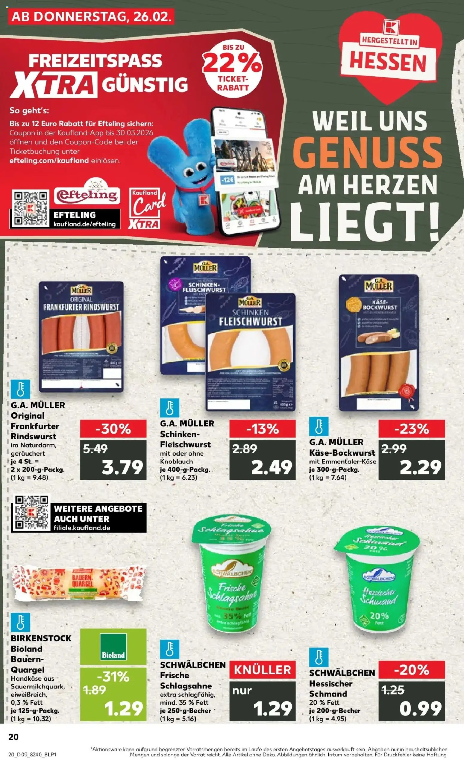 Kaufland prospekt Biedenkopf	 – gültig ab 26.02.2026 | Seite: 20 | Produkte: Bockwurst, Käse, Knoblauch, Schinken