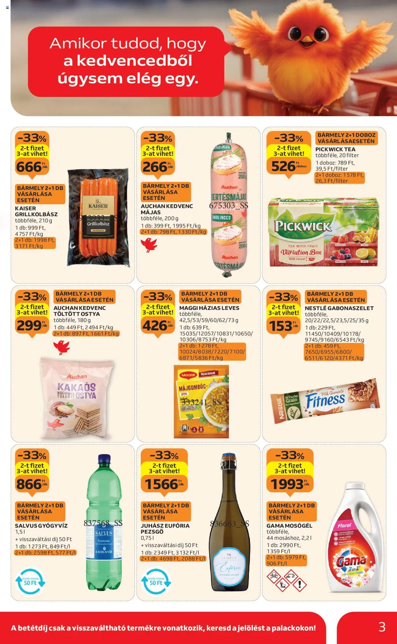 Auchan akciós ujság - amely érvényes a következő dátumtól: 07.08.2025 | Oldal: 3 | Termékek: Grillkolbász, Mosógél, Doboz, Maggi