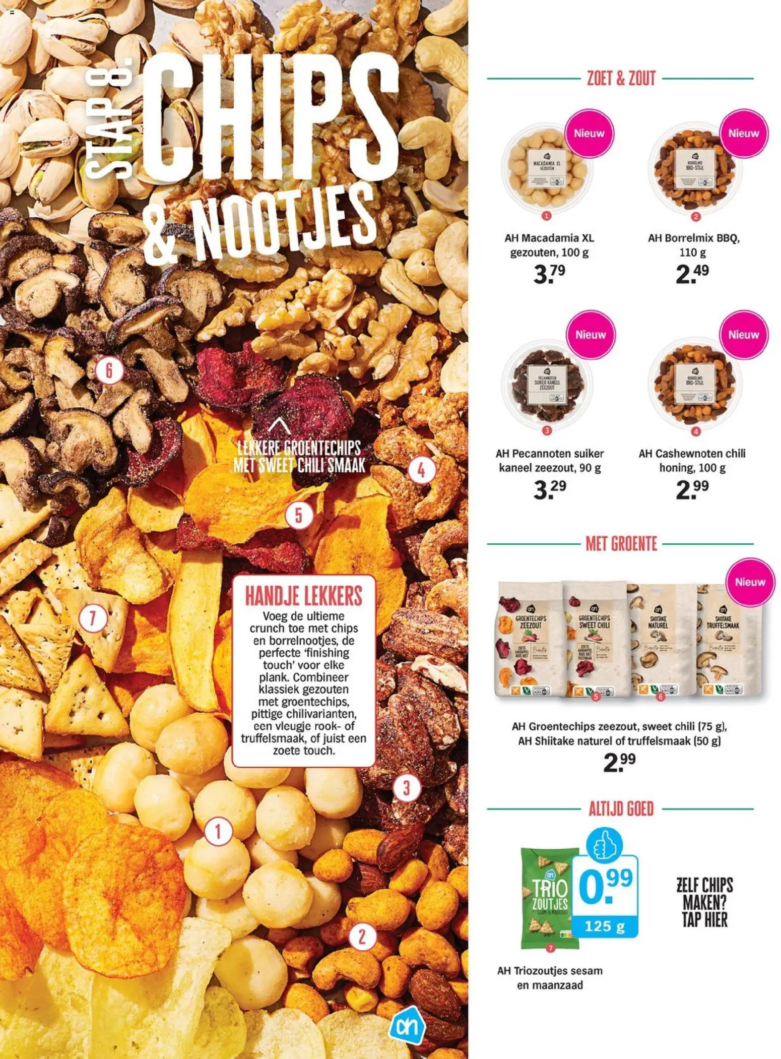 {H1} | Pagina: 27 | Producten: Chips, Zeezout, Cashewnoten, Kaneel