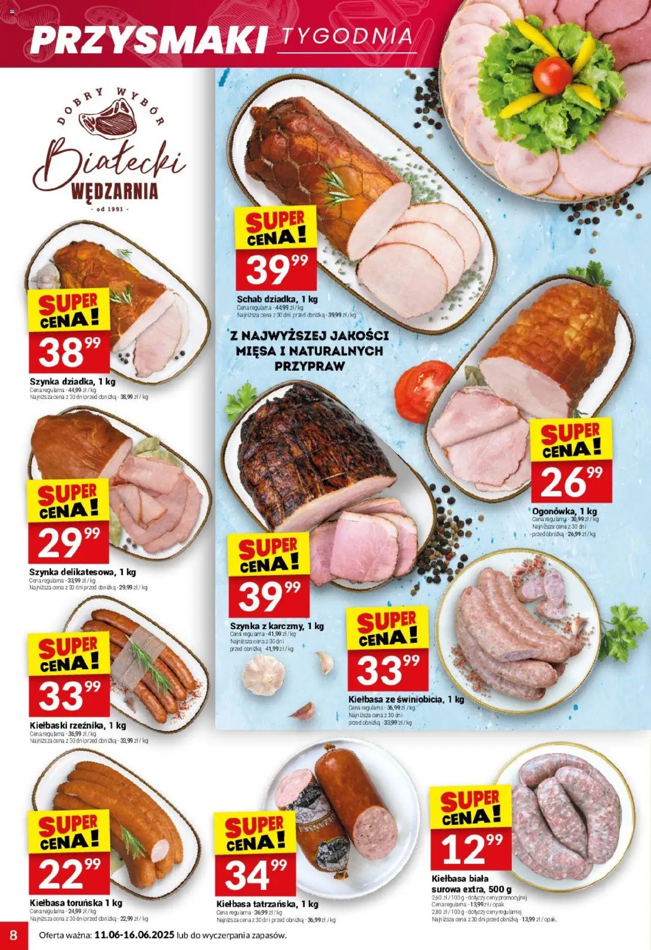 Twój Market Gazetka od 11.06.2025 | Strona: 8 | Produkty: Kiełbasa, Schab, Kiełbaski, Szynka