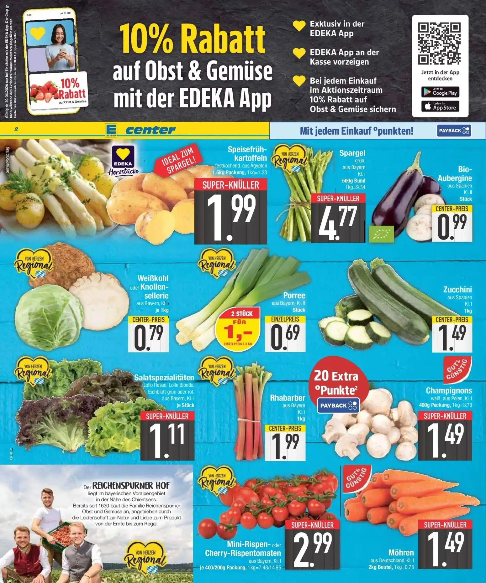 E center Prospekt München	 – gültig ab 27.04.2026 | Seite: 2 | Produkte: Spargel, Champignons, Kartoffeln, Gemüse
