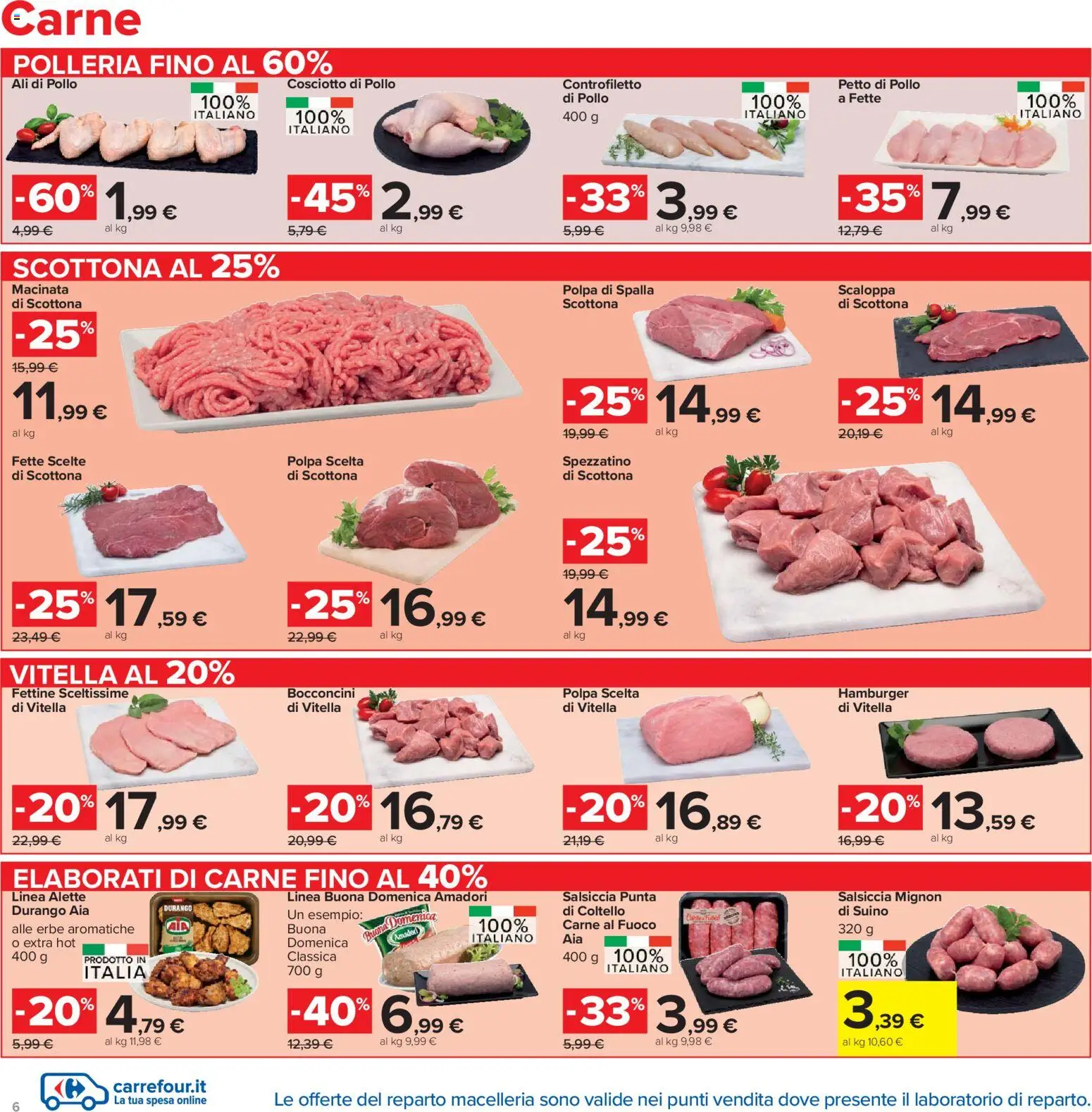 Volantino Carrefour del 07.04.2026 | Pagina: 6 | Prodotti: Petto di Pollo, Pollo, Salsiccia, Hamburger