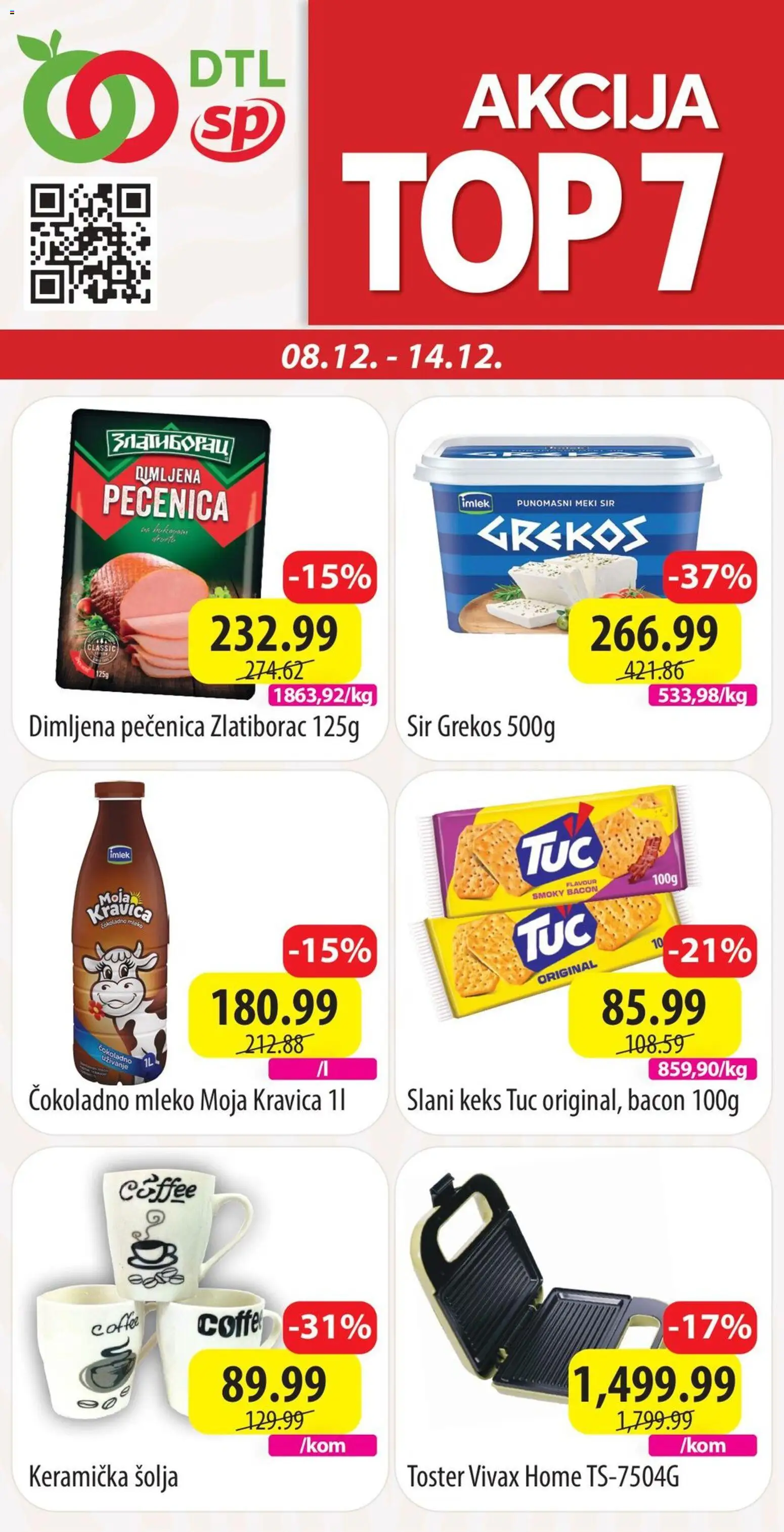 Senta Promet katalog - važi od 08.12.2025 | Strana: 1 | Proizvode: Keks, Čokoladno mleko, Tuc, Mleko