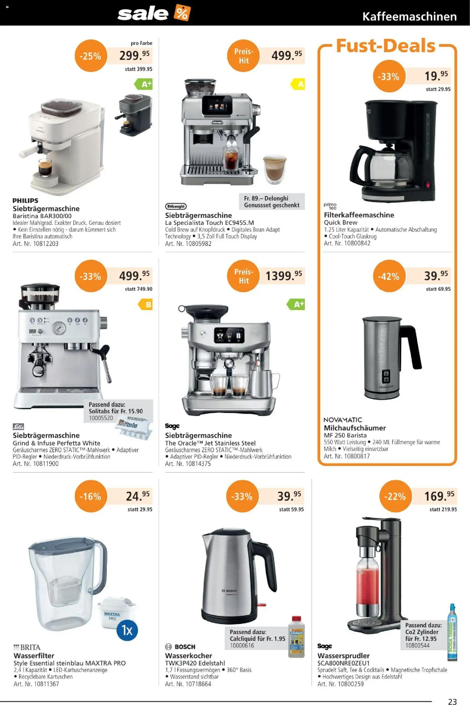 Fust Aktionen – gültig ab 25.12.2025 | Seite: 23 | Produkte: Filterkaffeemaschine, Wasserkocher, Bosch, Philips