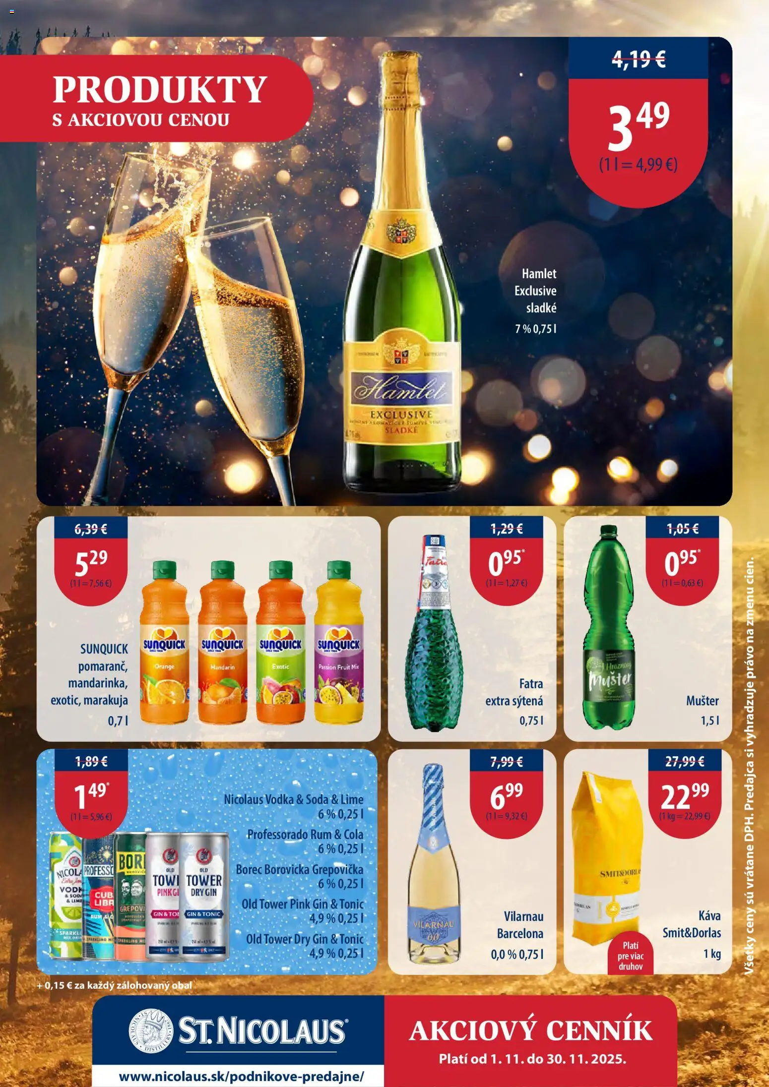 Nové St. Nicolaus akcie – leták je platný od 01.11.2025 | Strana: 8 | Produkty: Borovička, Gin, Vodka, Fatra