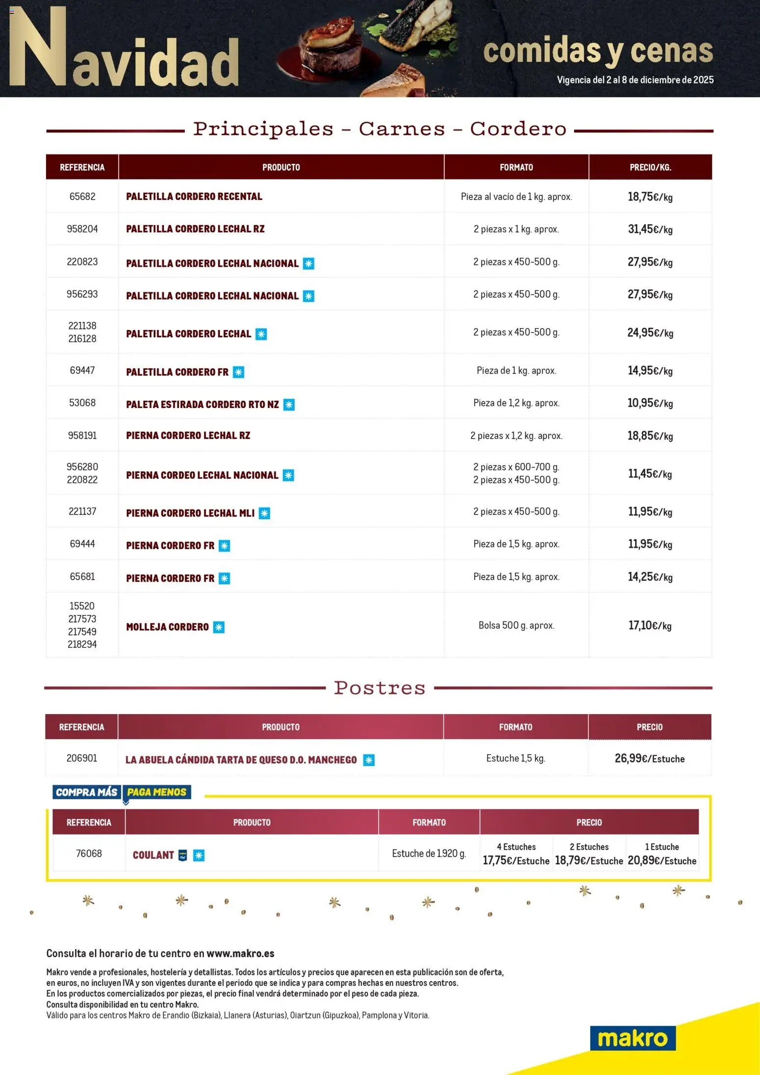 Makro - Menú Navidad Norte 2 │ válido desde el 02.12.2025 | Página: 4 | Productos: Queso, Bolsa, Peso, Φίλτρο καφέ