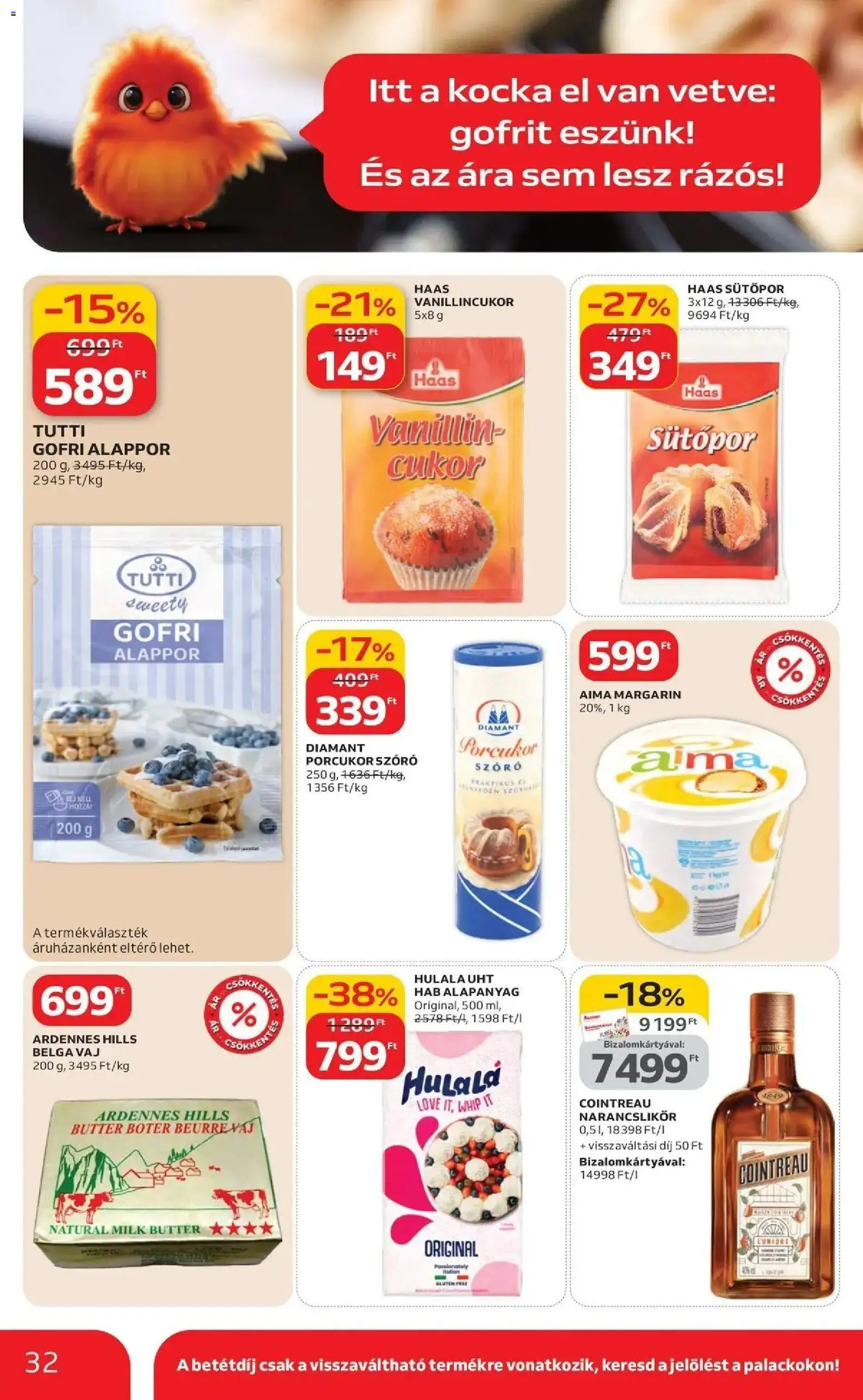 Auchan akciós ujság - amely érvényes a következő dátumtól: 19.03.2026 | Oldal: 32 | Termékek: Porcukor, Margarin, Sütőpor, Vanillincukor