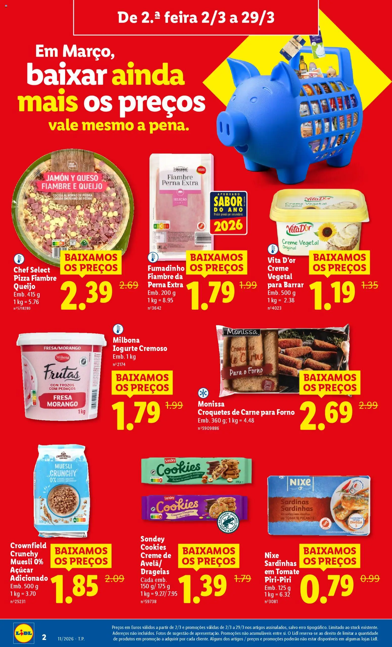 Lidl folheto │ válido de 09.03.2026 | Página: 2 | Produtos: Forno, Sardinhas, Pizza, Tomate