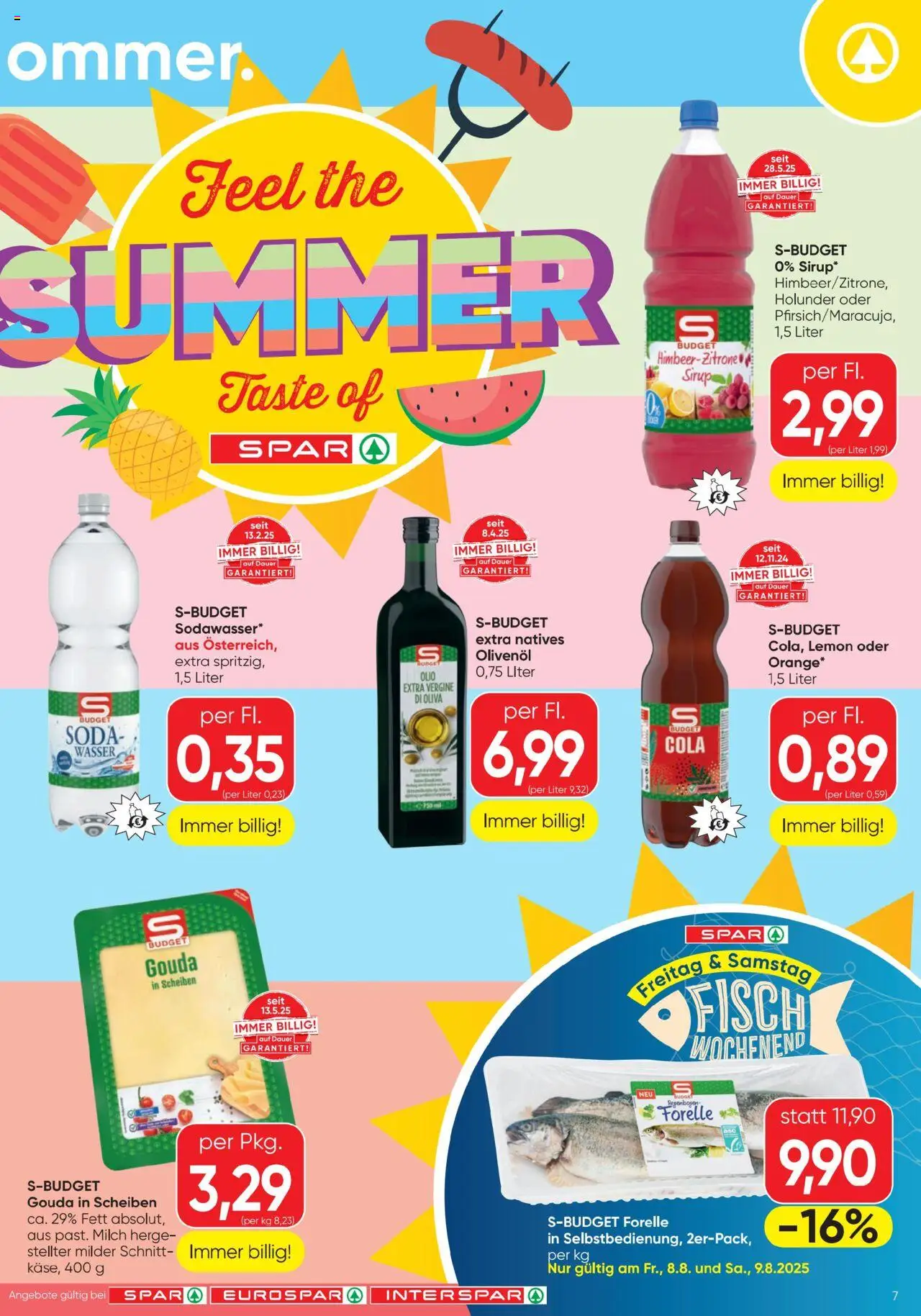 Spar Flugblatt gültig ab 07.08.2025 | Seite: 7 | Produkte: Wasser, Milch, Fisch