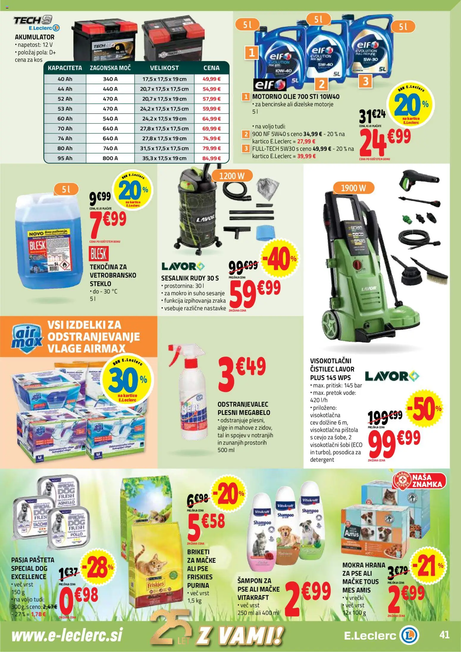 Novi E.leclerc katalog ponudbe – veljaven od 07.01.2026 | Stran: 41 | Izdelki: Akumulator, Olje, Detergent, Sesalnik