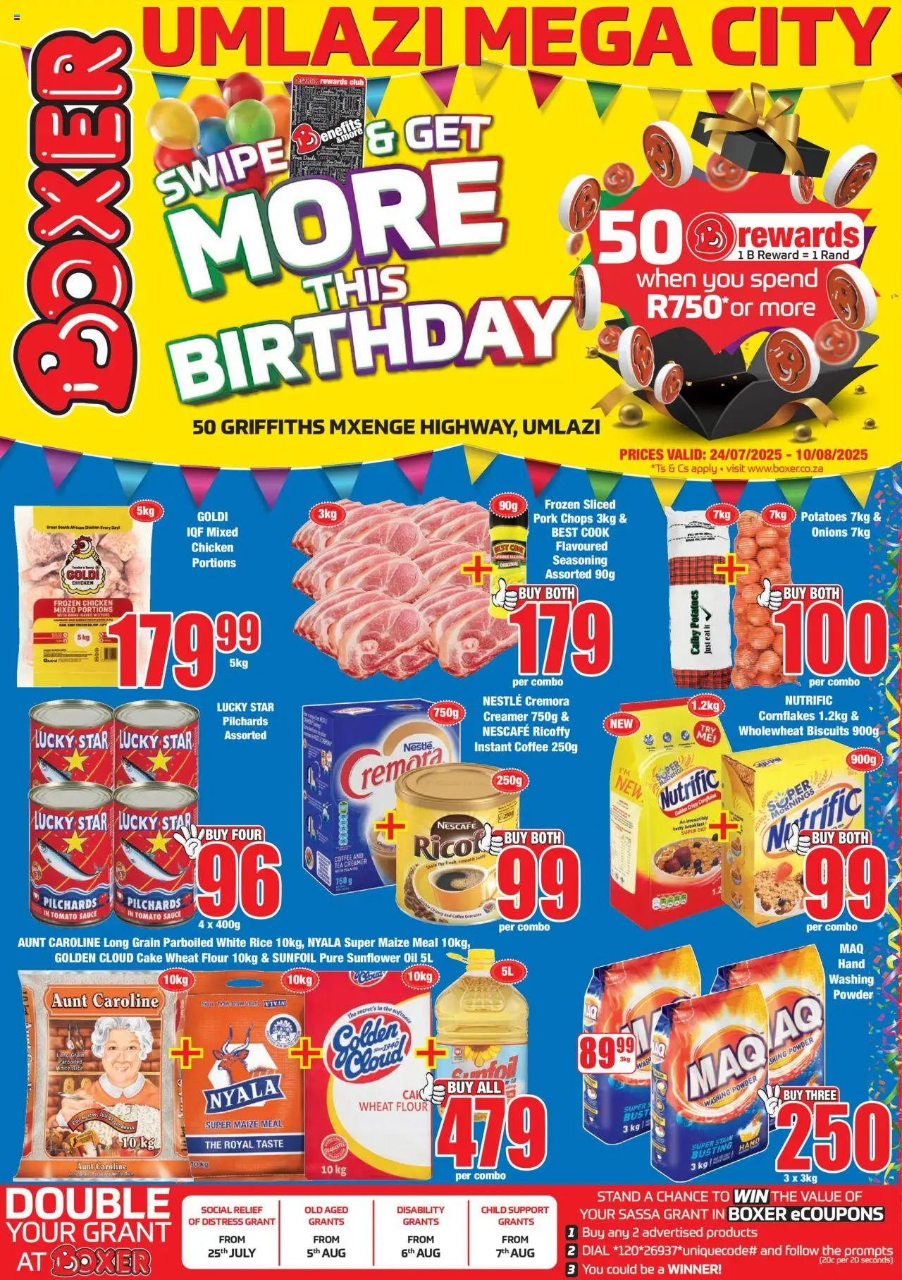Boxer - KwaZulu-Natal - Umlazi Mega City Specials │ valid from 24.07.2025 | Page: 1 | Products: Chicken, Powder, Sauce, Estuche organizador de viaje