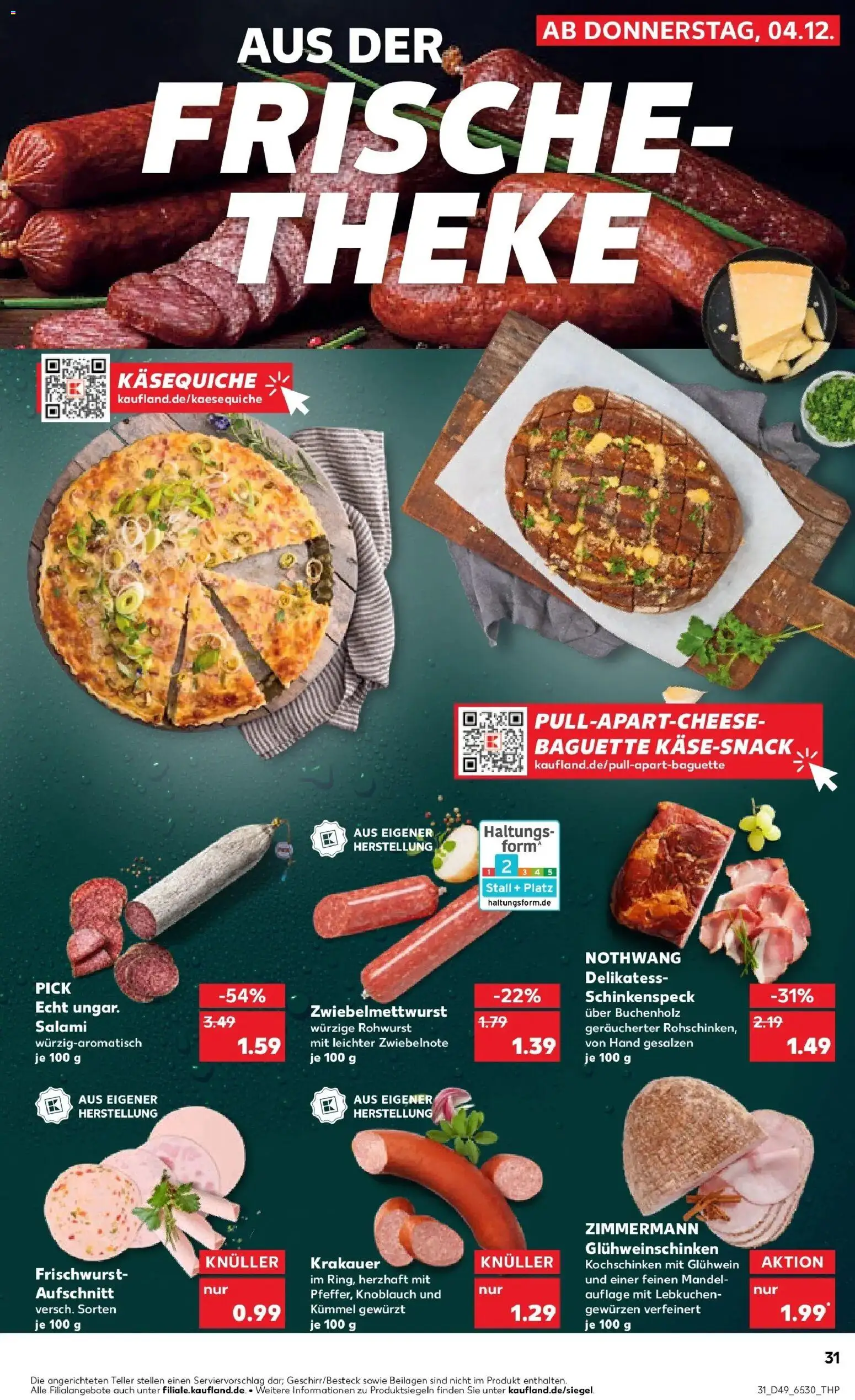 Kaufland prospekt Bernburg (Saale)	 – gültig ab 08.12.2025 | Seite: 31 | Produkte: Theke, Baguette, Knoblauch, Salami