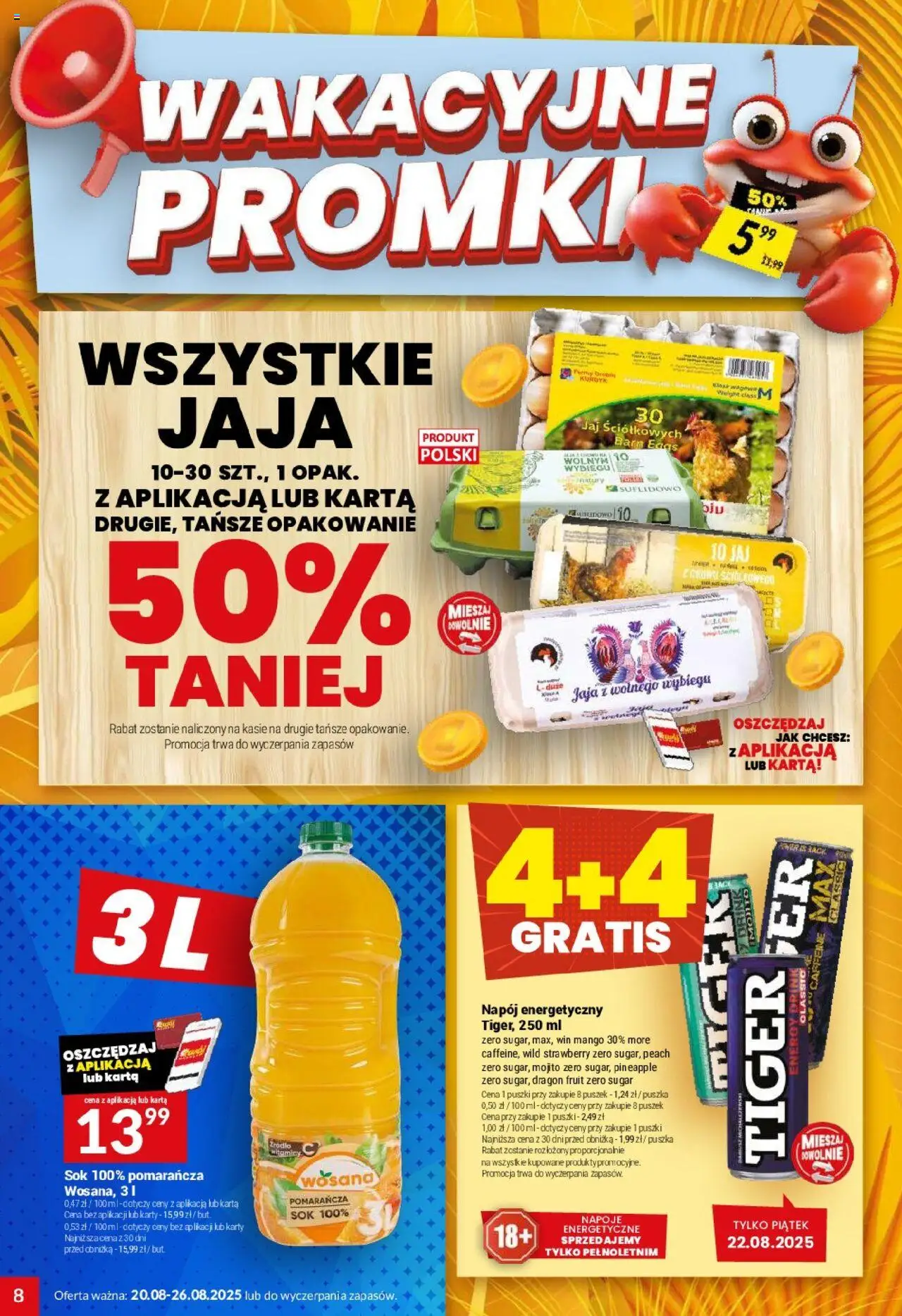 Twój Market Gazetka od 20.08.2025 | Strona: 8 | Produkty: Karta, Napoje, Sok, Jaja