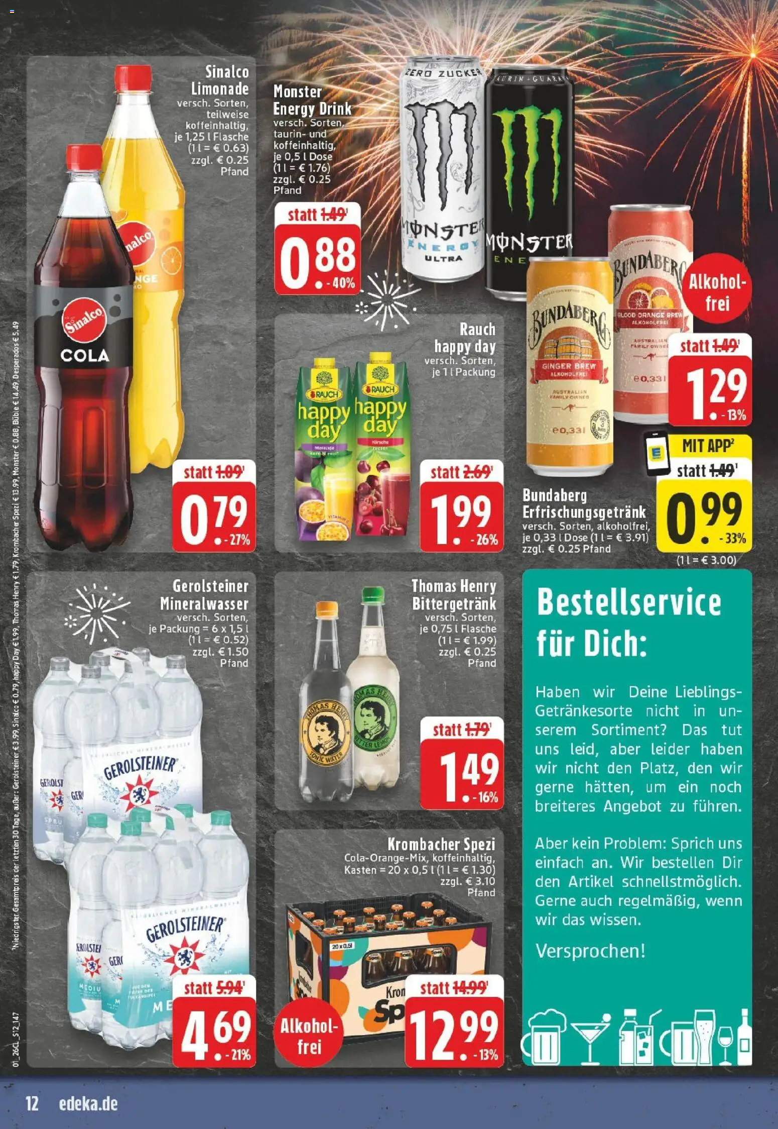 Edeka prospekt Bornheim-Walberberg	 – gültig ab 28.12.2025 | Seite: 12 | Produkte: Sinalco, Energy, Desperados, Gerolsteiner