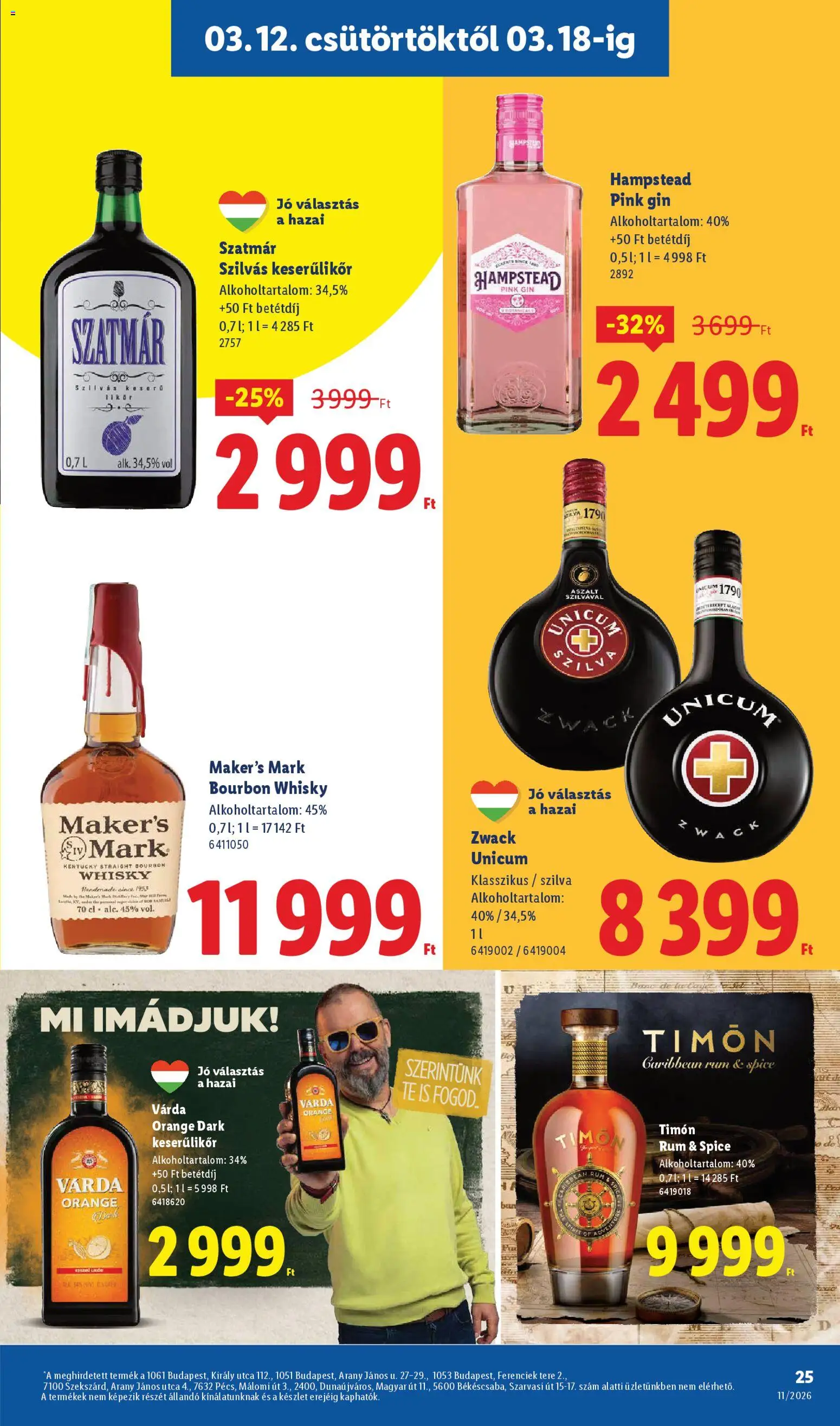 Lidl akciós ujság - amely érvényes a következő dátumtól: 12.03.2026 | Oldal: 25 | Termékek: Bourbon, Szilva, Rum, Bourbon whisky