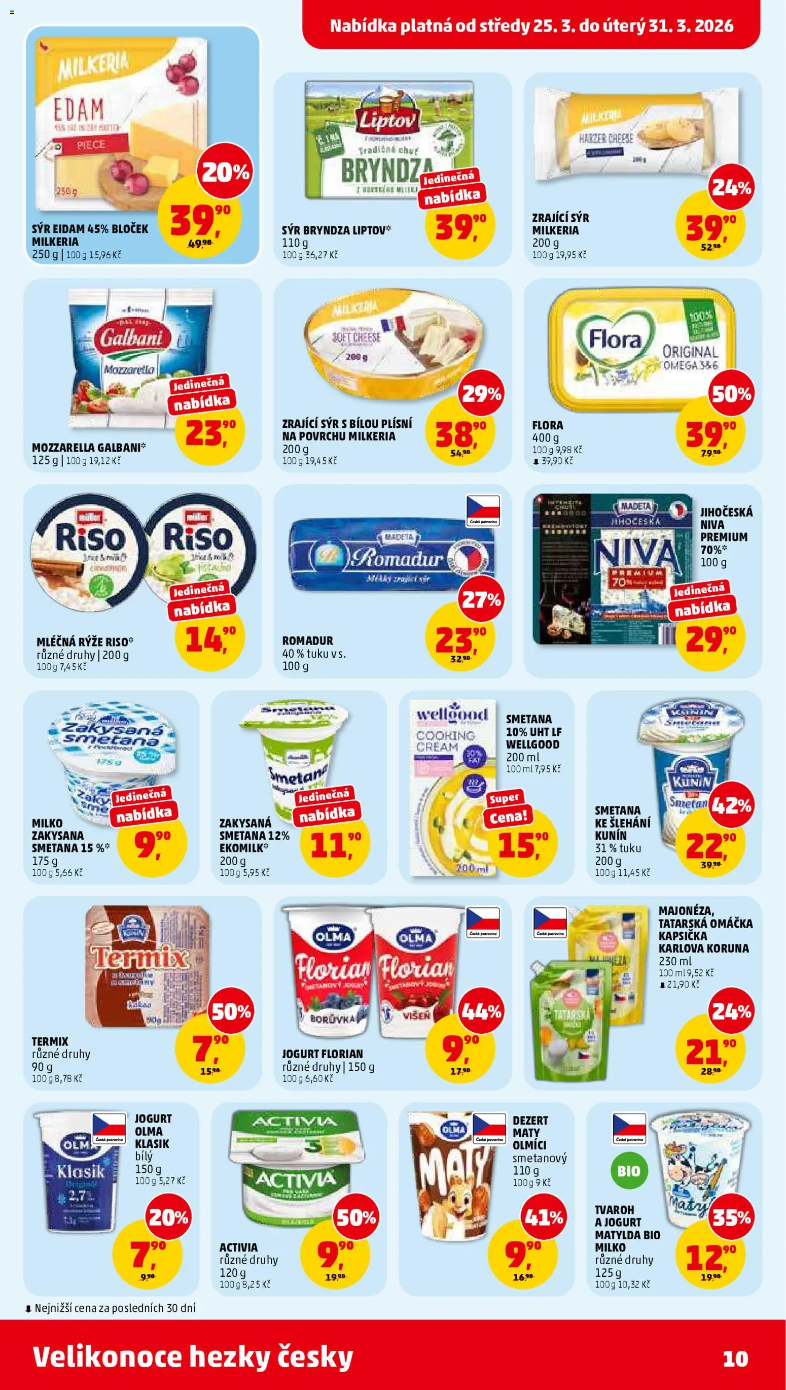 Penny Market leták od 25.03.2026 | Strana: 10 | Produkty: Mléčná rýže, Omega, Jogurt florian, Flora