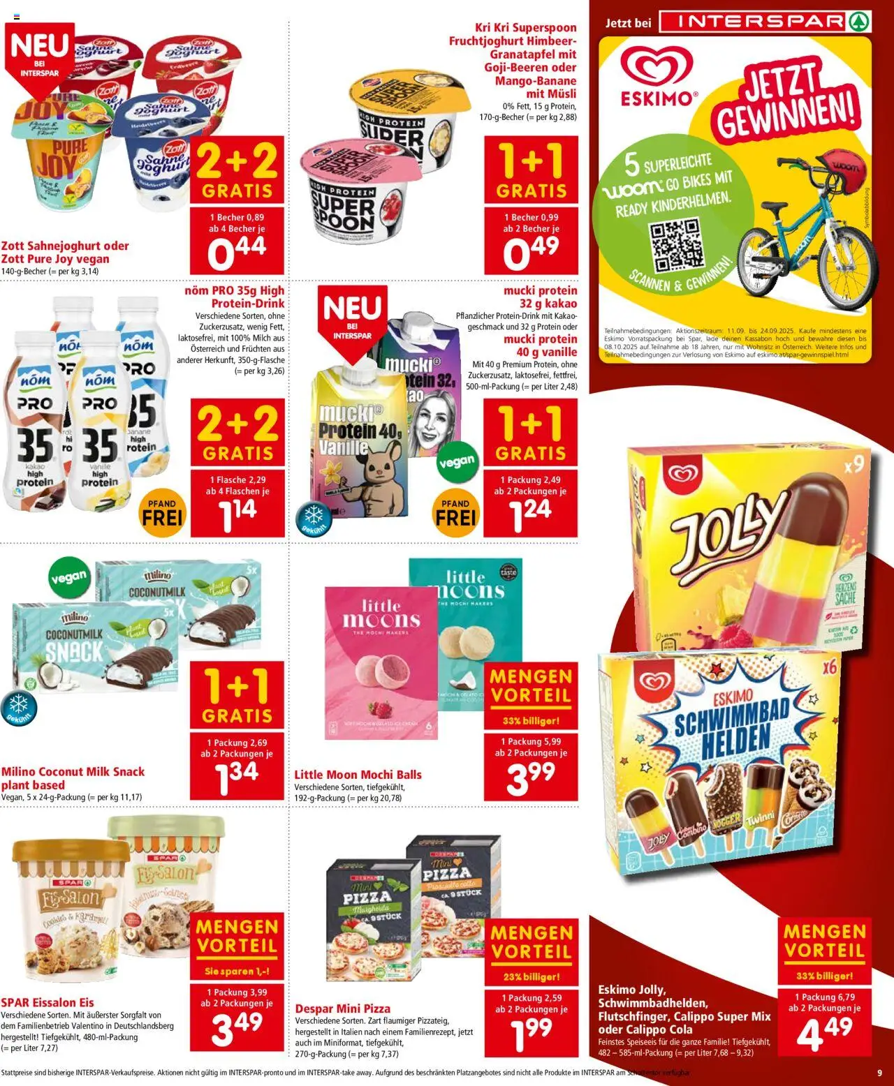Interspar Flugblatt - Kärnten gültig ab 11.09.2025 | Seite: 9 | Produkte: Sahne, Eis, Joghurt, Pizza