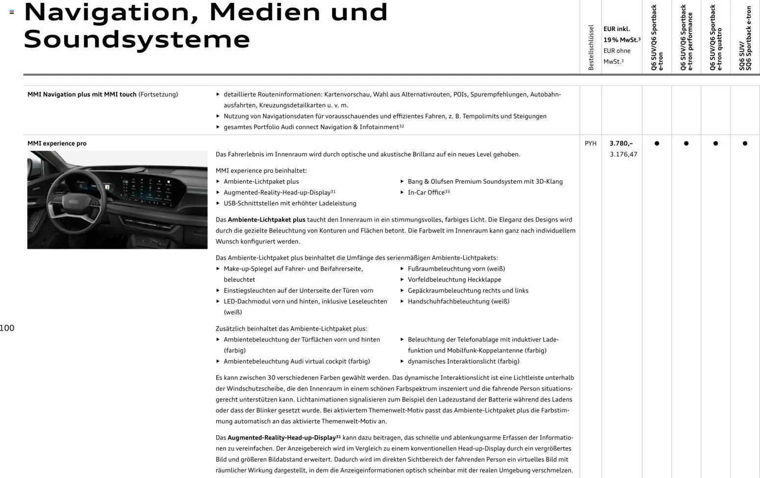 Audi Prospekt 	 – gültig ab 28.10.2025 | Seite: 100 | Produkte: Navigation, Batterie, Soundsystem