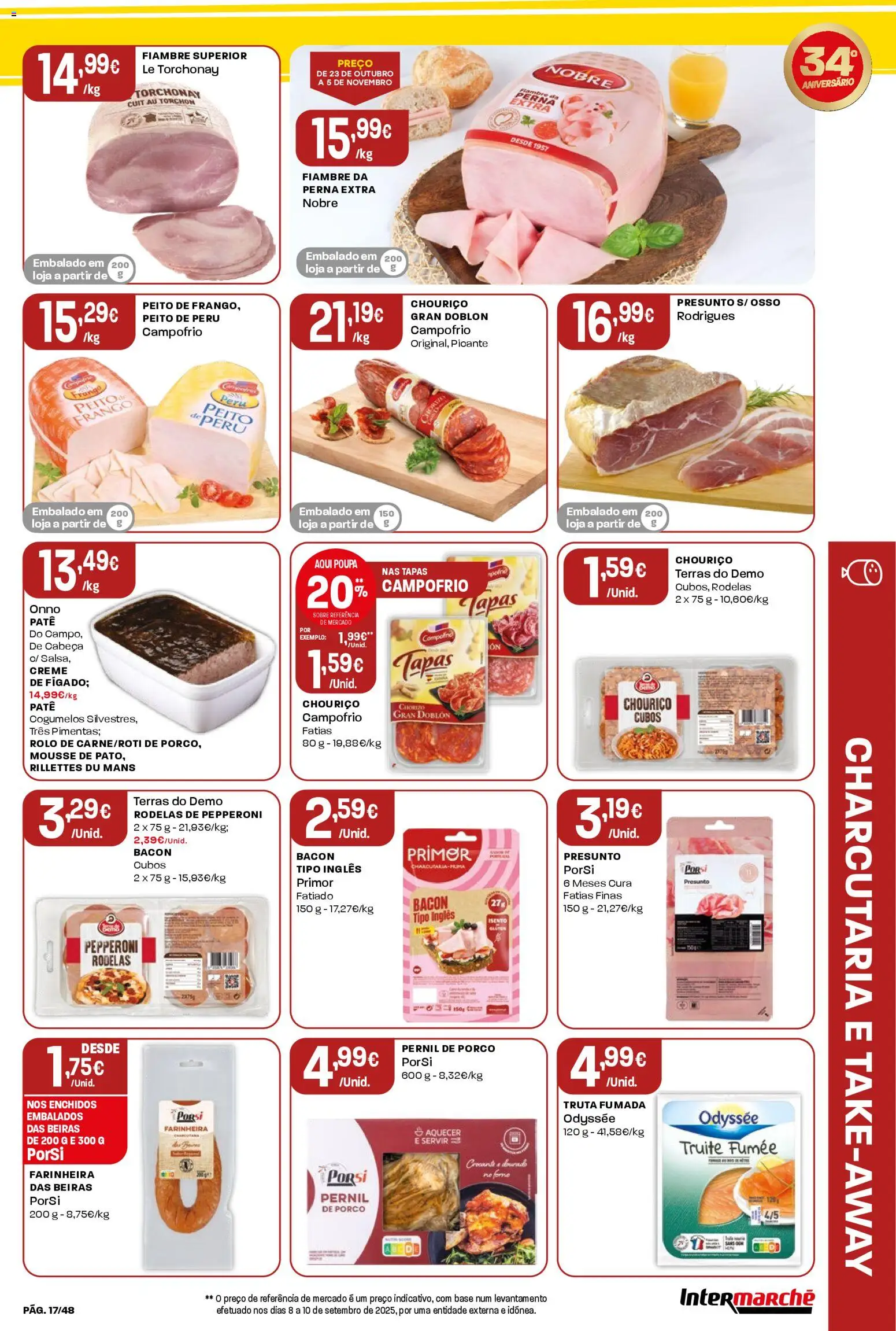 Intermarché folheto │ válido de 23.10.2025 | Página: 17 | Produtos: Bacon, Frango, Cogumelos, Creme