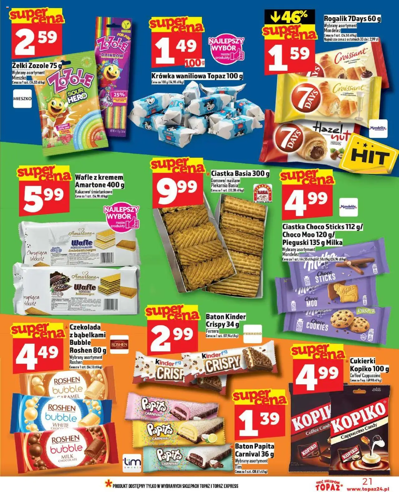 Topaz Gazetka - Ceny małe na stałe od 11.09.2025 | Strona: 21 | Produkty: Piekarnia, Baton, Czekolada, Cukierki