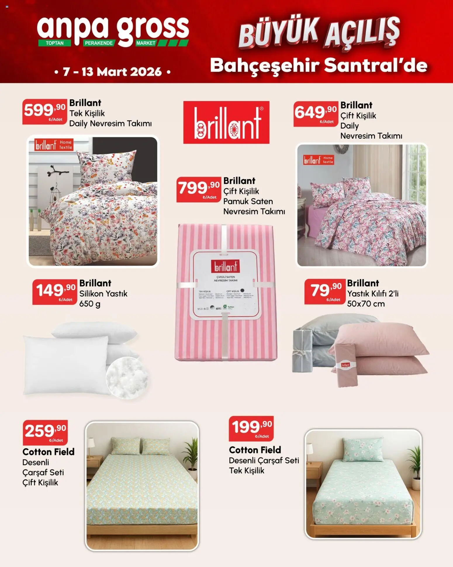 Anpa Gross - Katalog Büyük açılış 4 - 07.03.2026 tarihinden itibaren geçerlidir | Sayfa: 7 | Ürünler: Yastık, Nevresim, Çarşaf, Yastık kılıfı