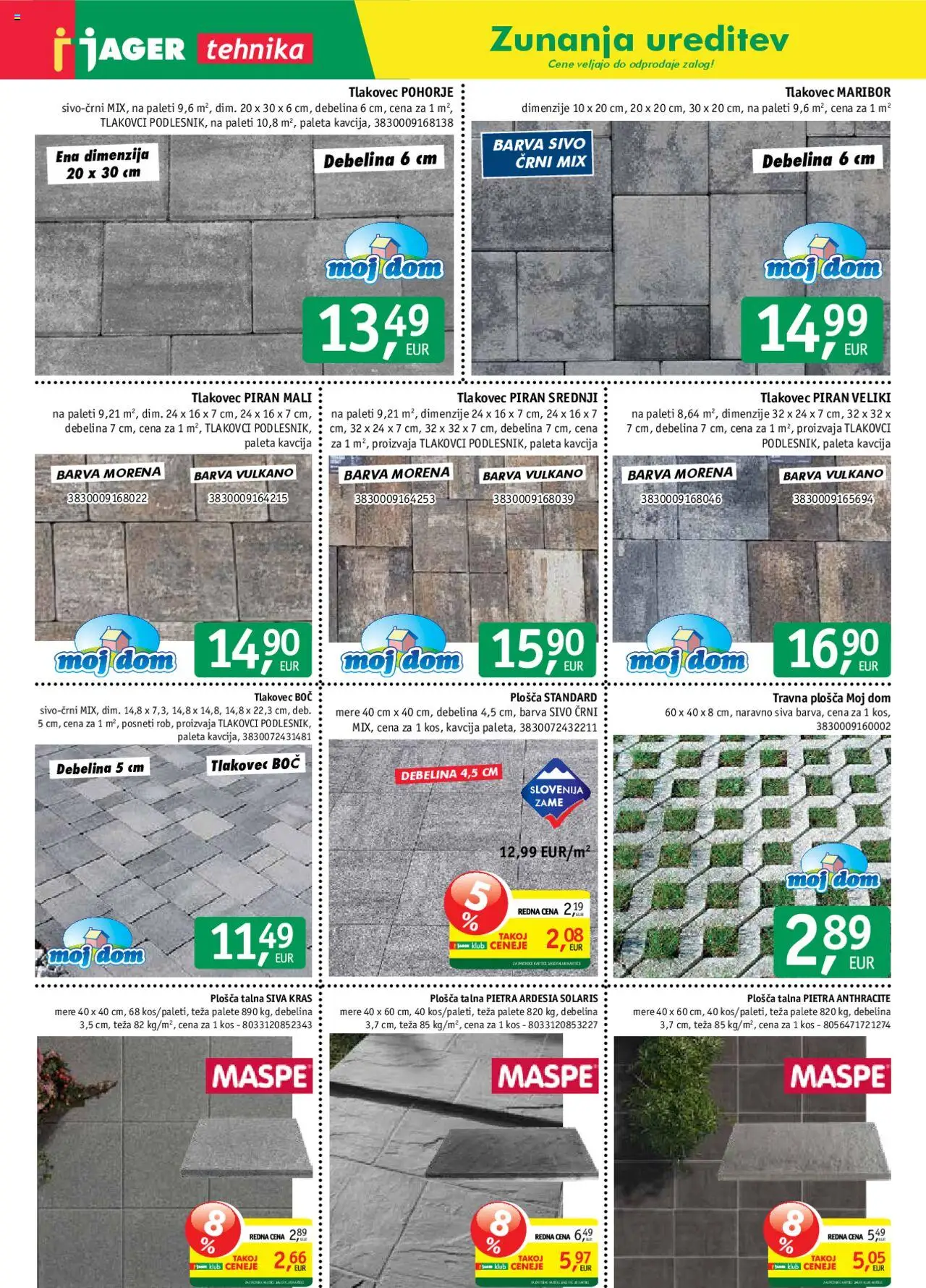 Novi Jager katalog ponudbe – veljaven od 17.09.2025 | Stran: 7 | Izdelki: Teza, Kos, Barva, Tlakovec