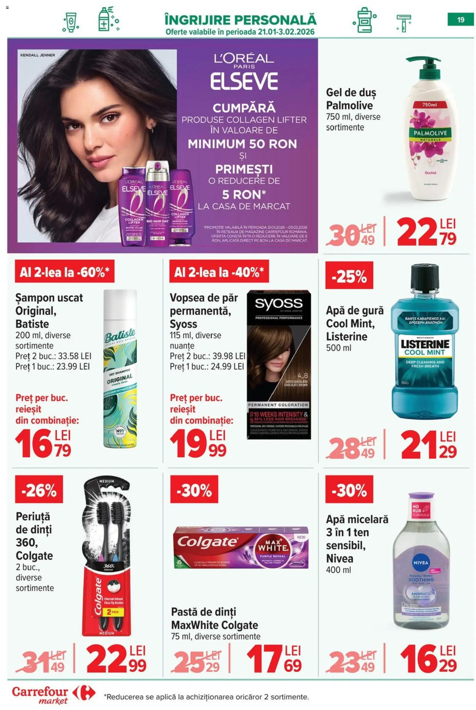 Noul catalog Carrefour – valabil de la 21.01.2026 | Pagină: 19 | Produse: Vopsea, Periuță de dinți, Apă, Vopsea de păr