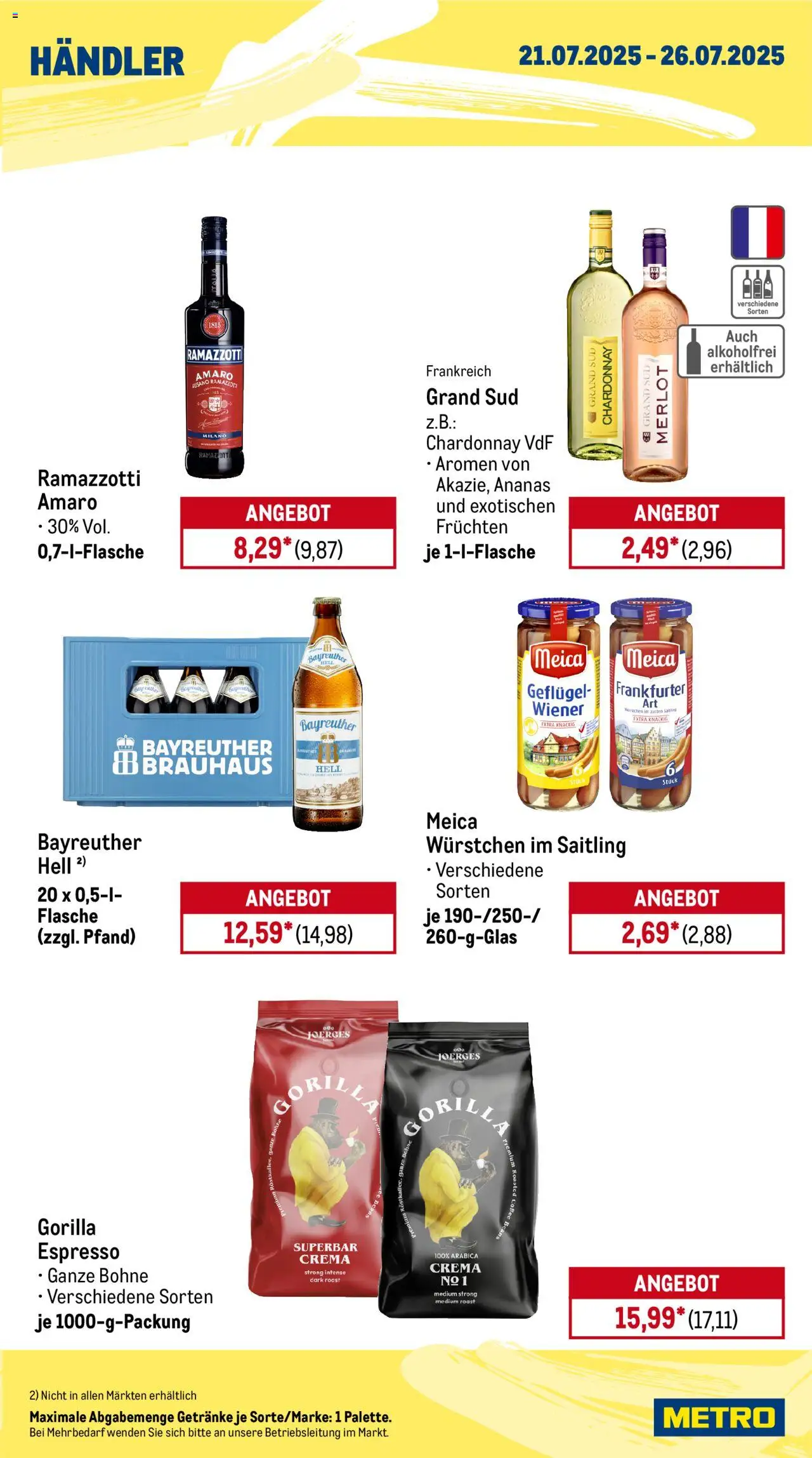 Metro Wochen-Angebote Händler - gültig ab dem 21.07.2025 | Seite: 3 | Produkte: Wiener wurstchen, Merlot, Ananas, Ramazzotti