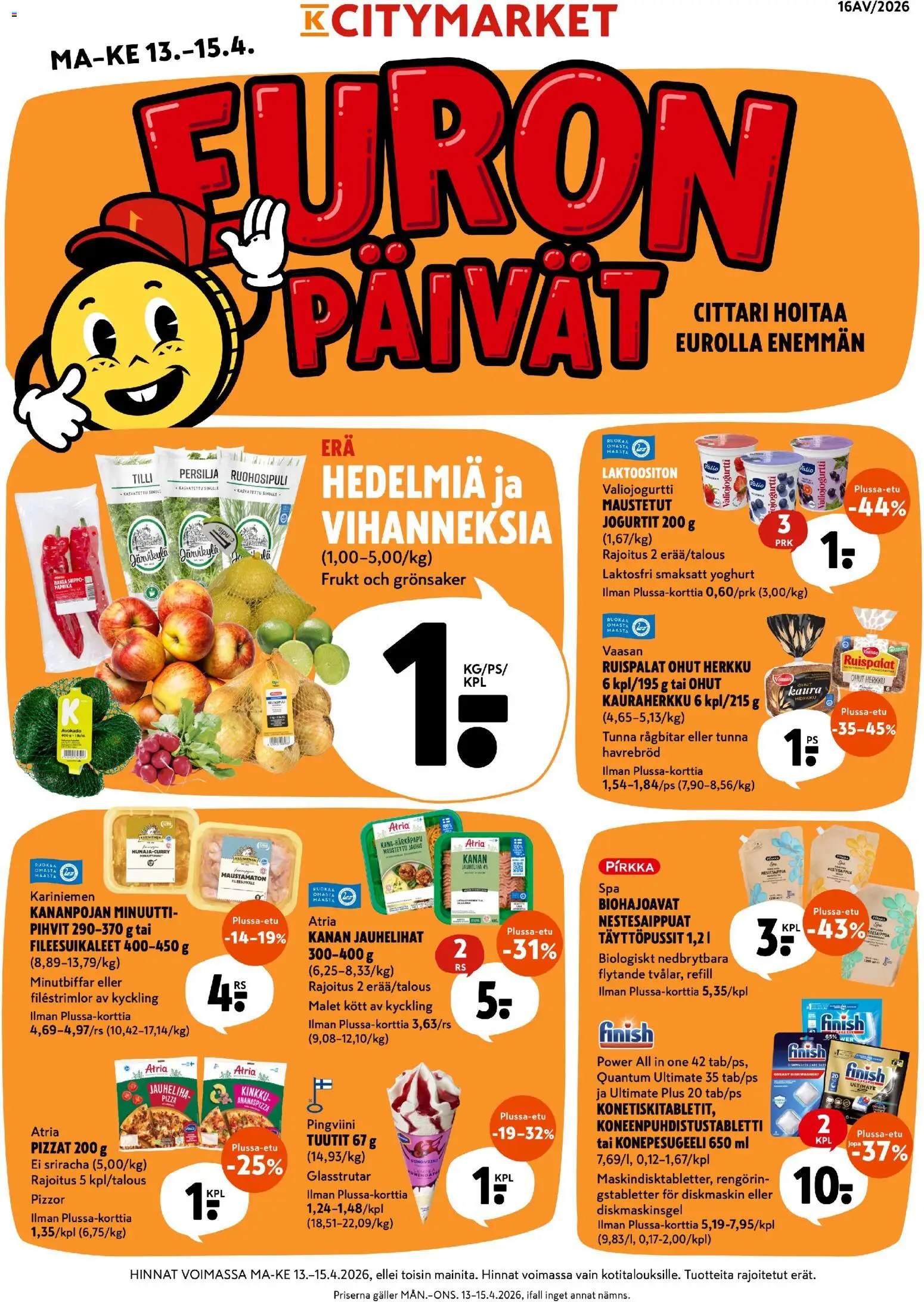 K-Citymarket tarjoukset – voimassa 13.04.2026 alkaen | Sivu: 1