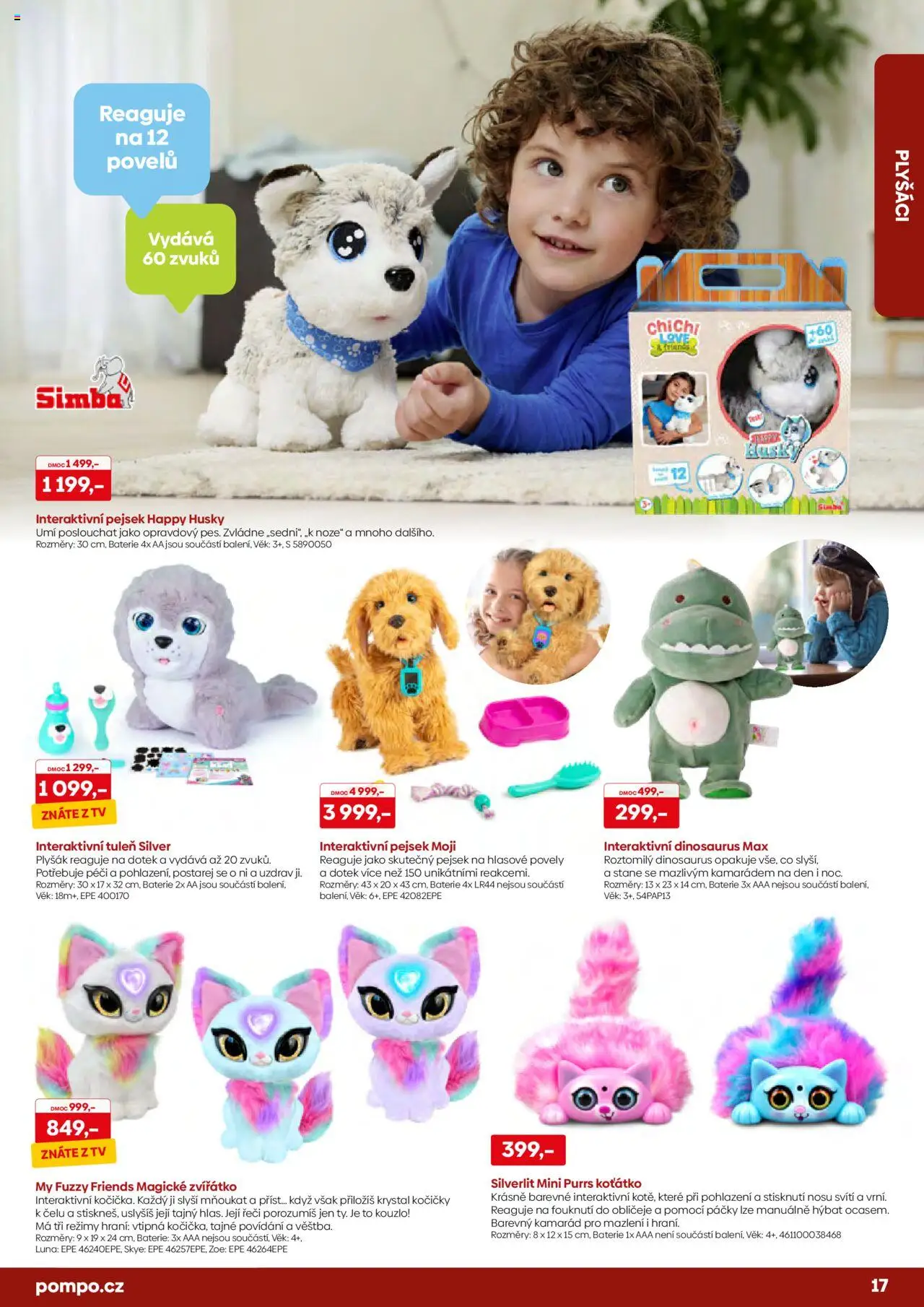 POMPO katalog Vánoce 2025 od 16.10.2025 | Strana: 17 | Produkty: Dinosaurus, Nože, Tv, Plyšák