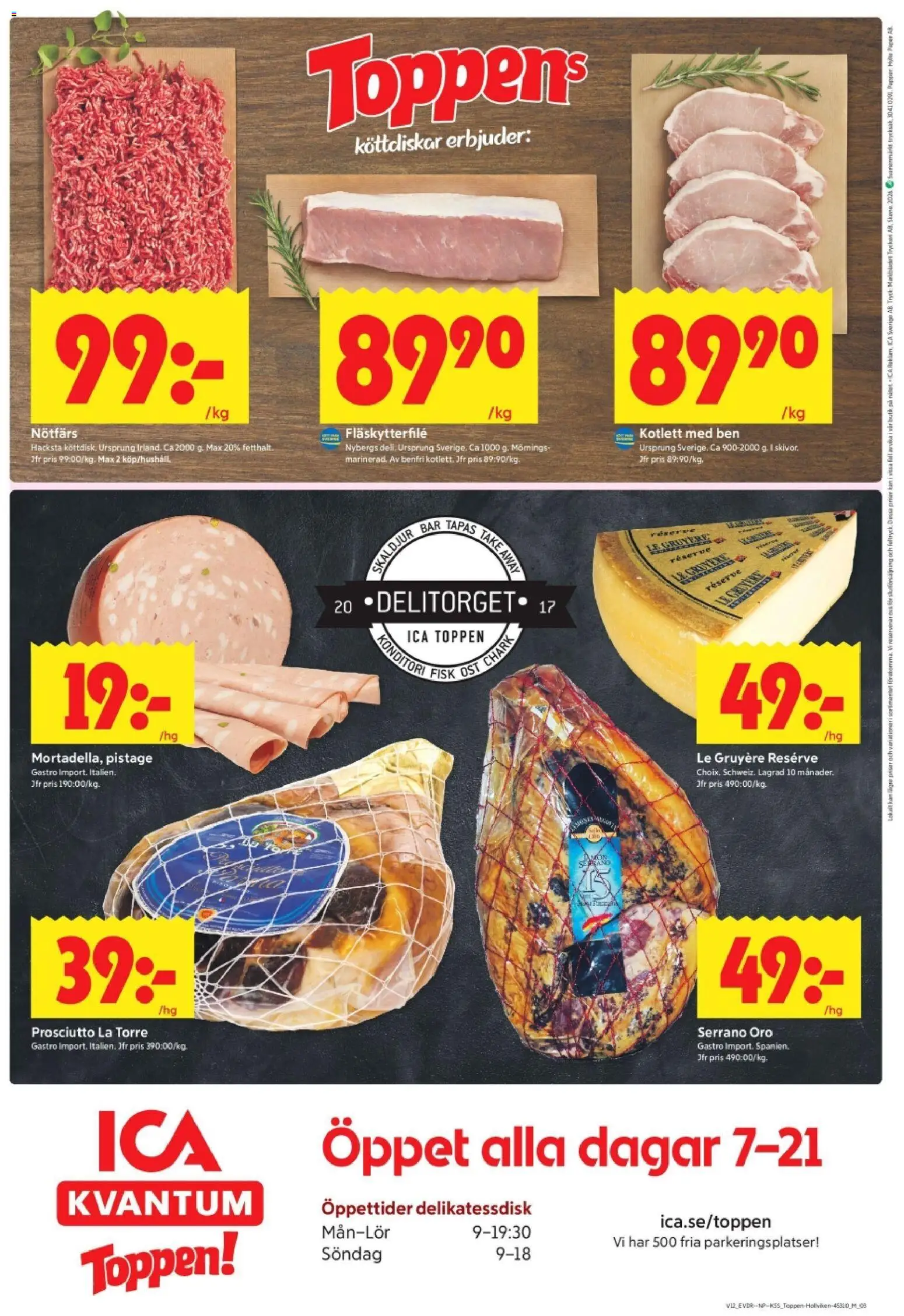 ICA Kvantum reklamblad aktuell från 16.03.2026 | Sida: 12 | Produkter: Nötfärs, Fläskytterfilé, Ost