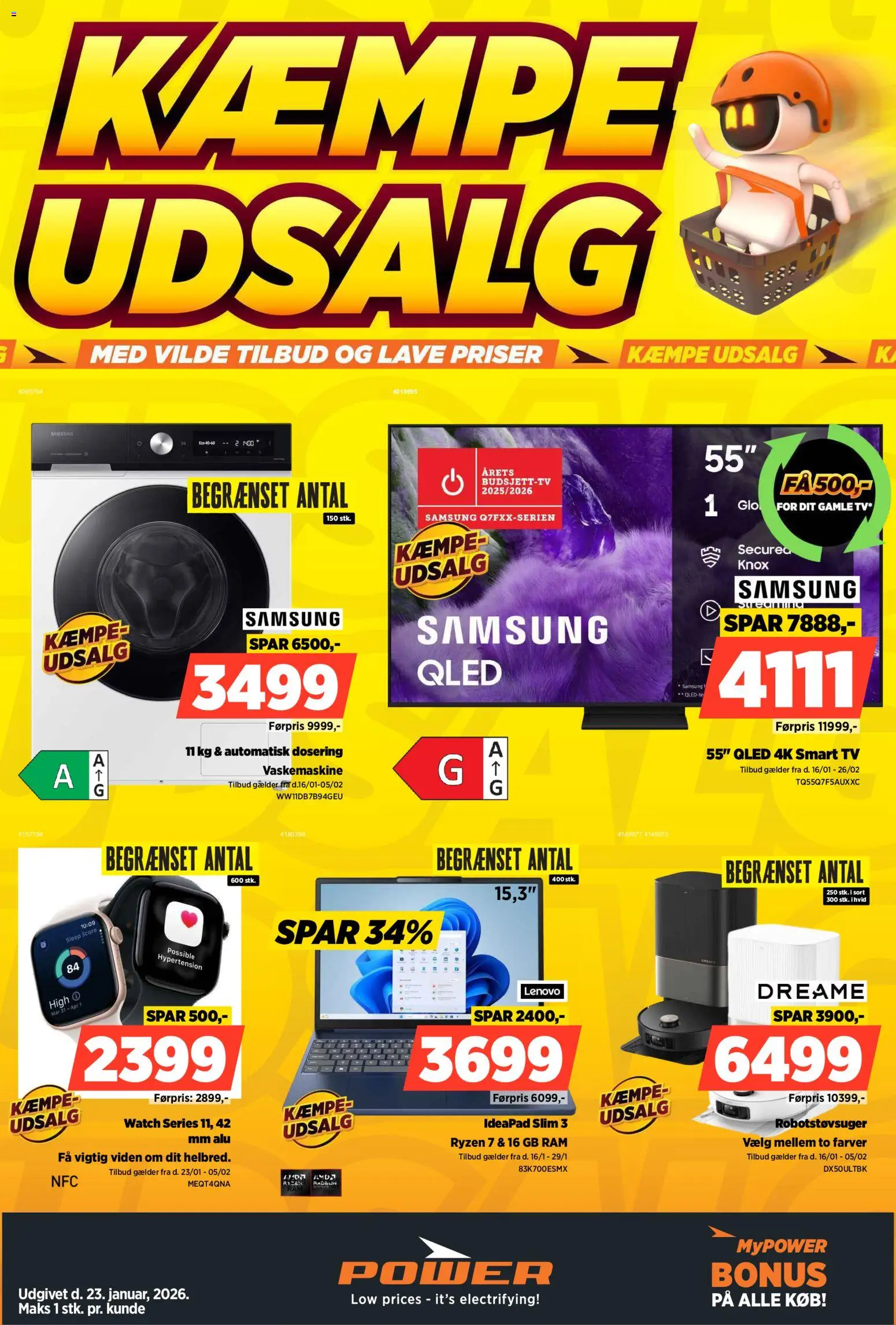 Power tilbudsavis – gyldig fra 16.01.2026 | Side: 1 | Produkter: RAM, Robotstøvsuger, Smart TV, TV