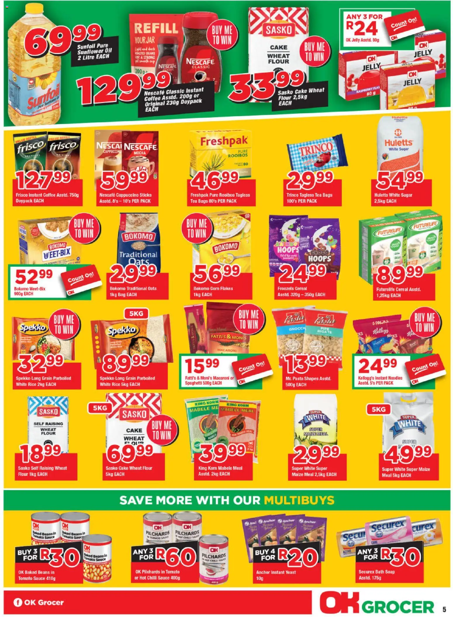 New OK Foods catalogue – valid from 25.11.2025 | Page: 5 | Products: Pilchards, Tea, Pasta, Sugar