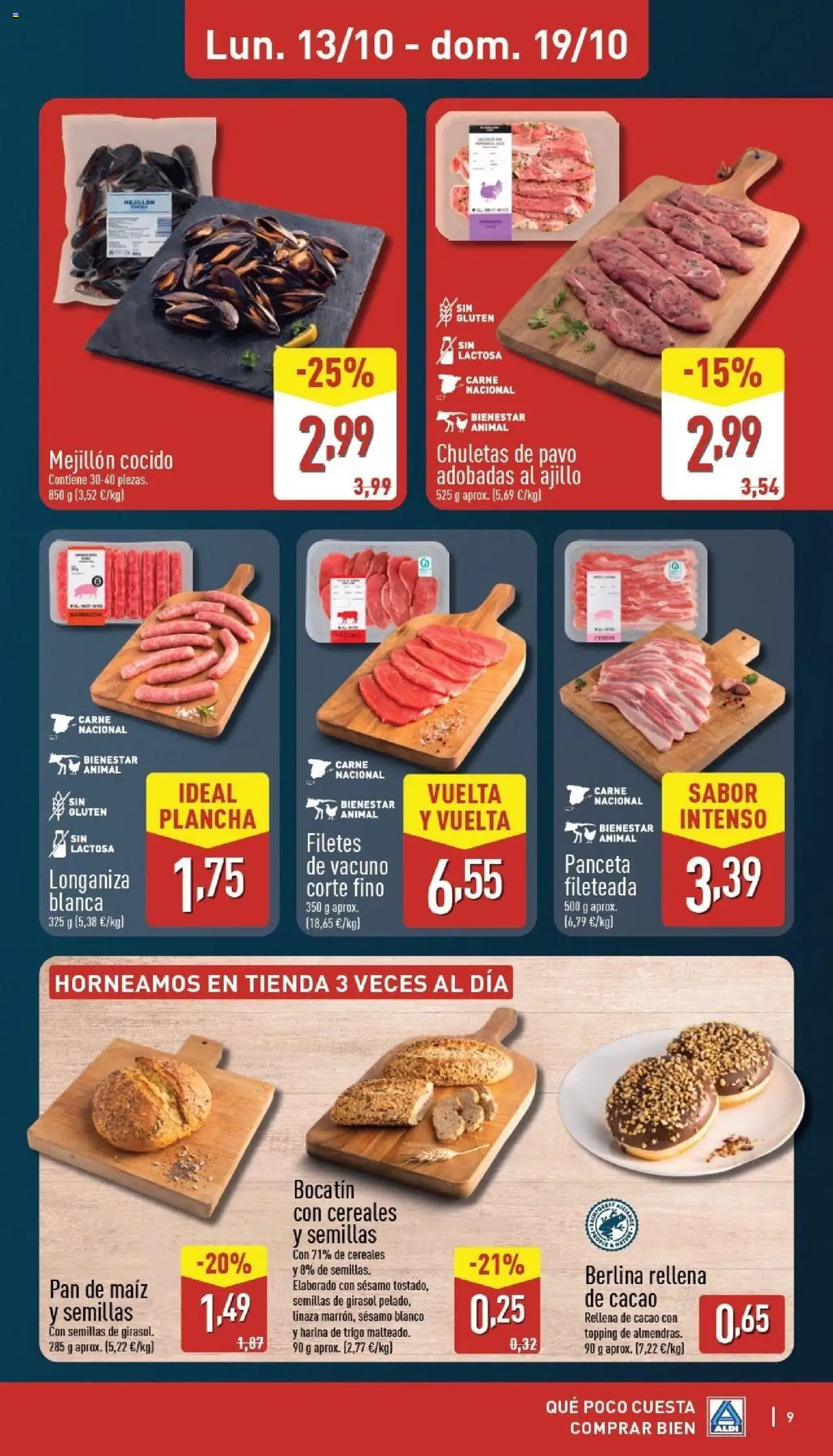 Aldi folleto Península │ válido desde el 13.10.2025 | Página: 9 | Productos: Ηλεκτρικός φούρνος, Cerdo, Longaniza, Φρυγανιές σικάλεως