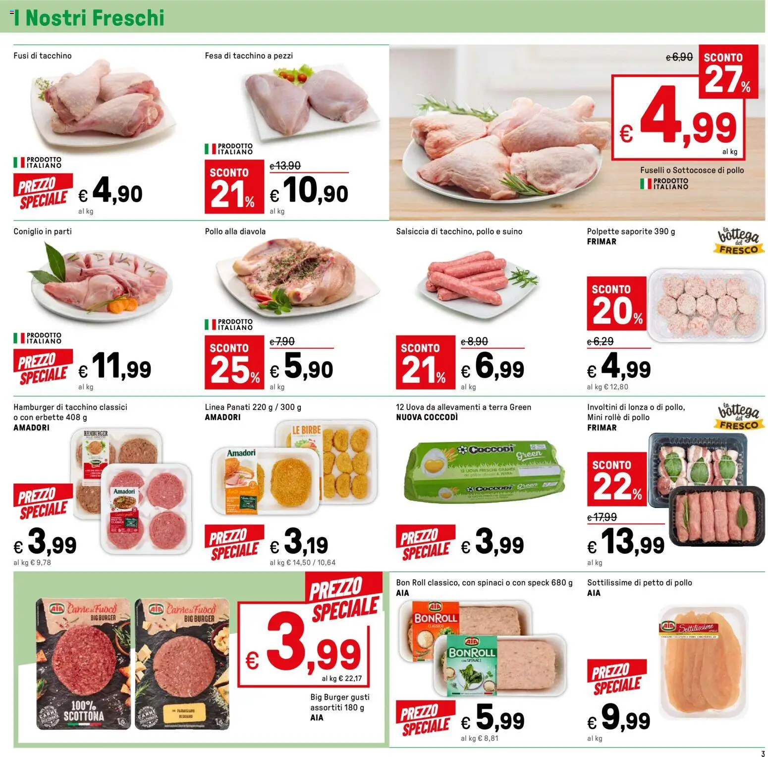 Volantino Iper del 16.01.2026 | Pagina: 3 | Prodotti: Petto di Pollo, Uova, Tacchino, Parmigiano