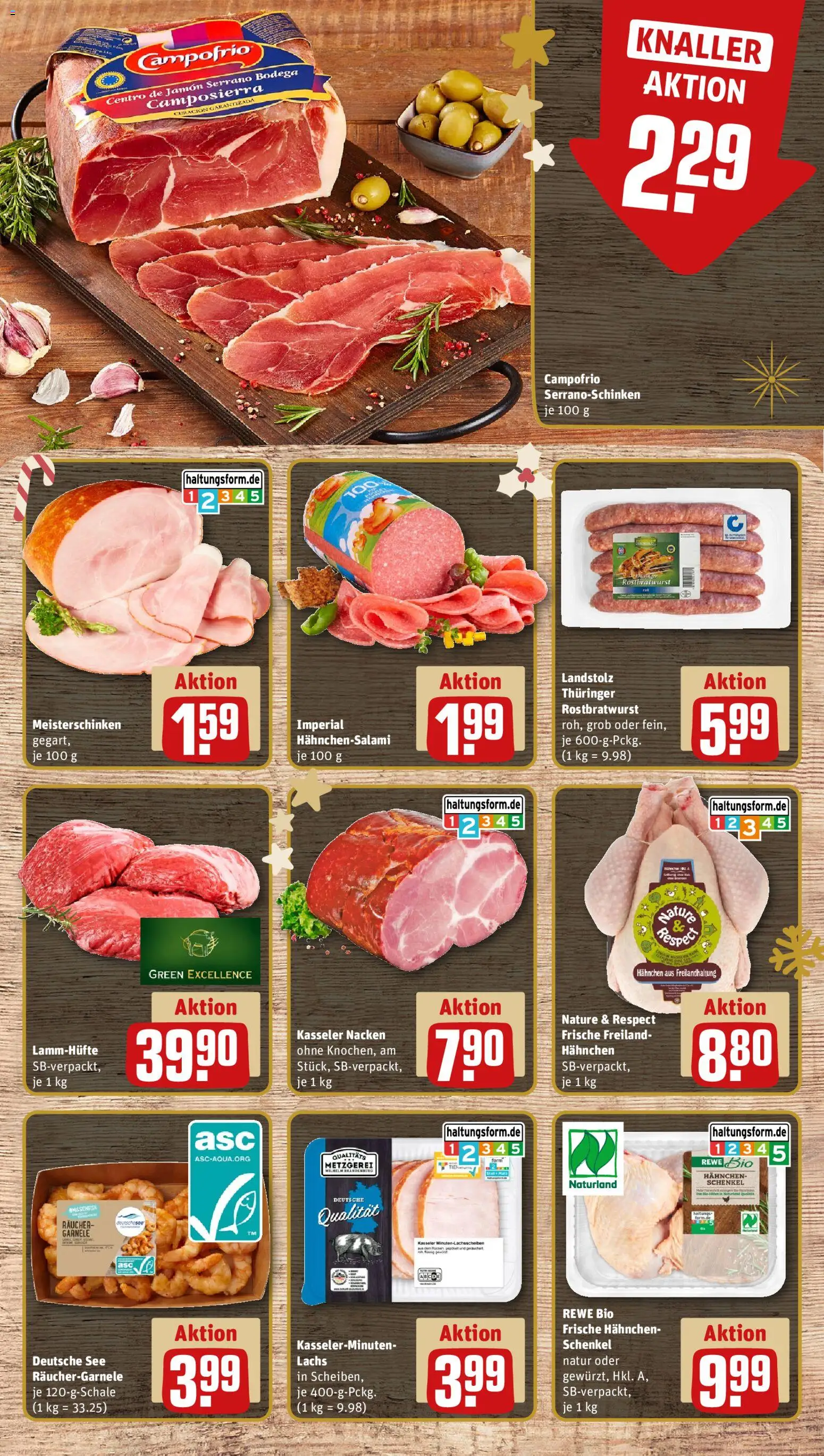 Rewe Prospekt 	 – gültig ab 08.12.2025 | Seite: 12 | Produkte: Hahnchen, Kasseler nacken, Lachs, Salami