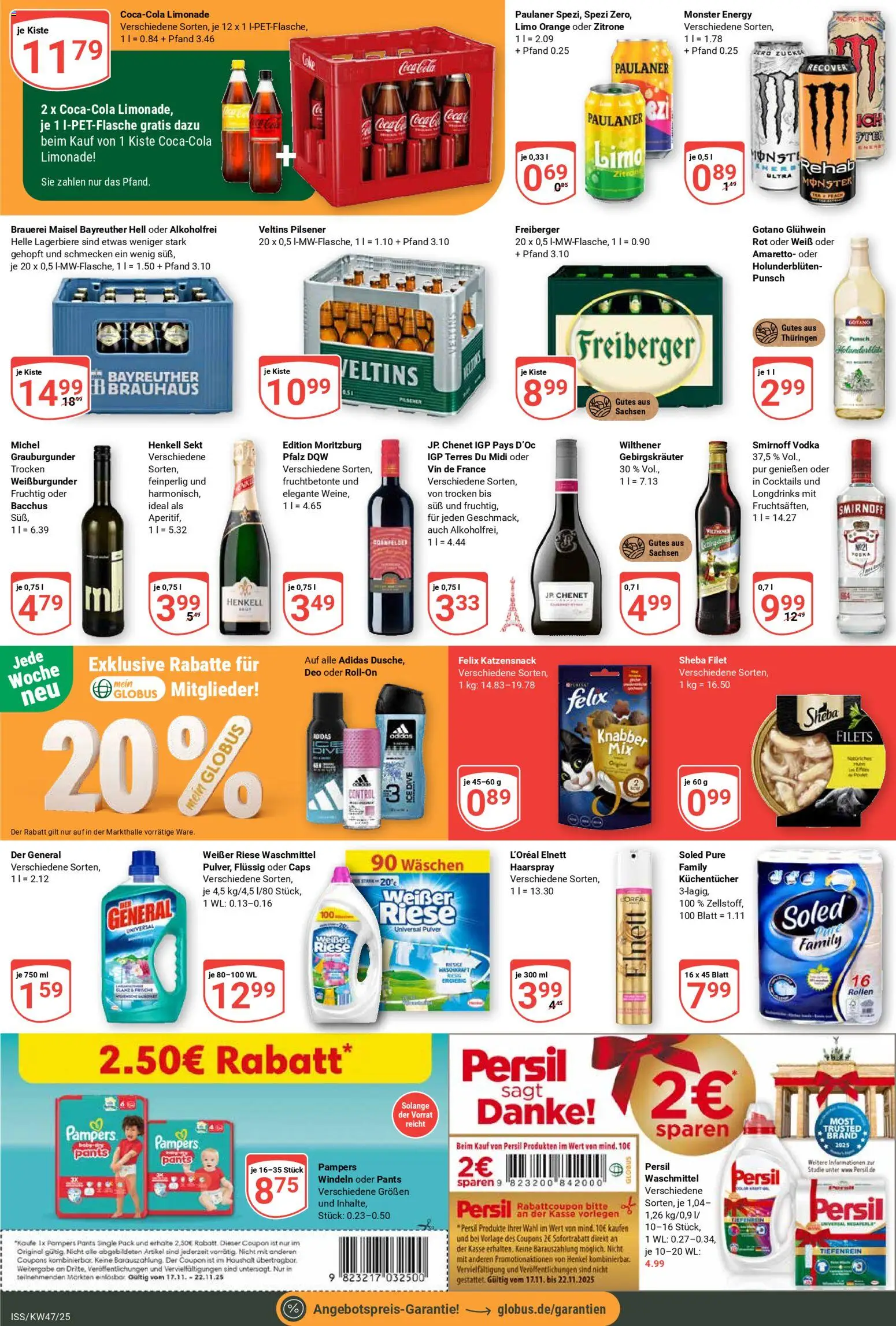 Globus Prospekt 	 – gültig ab 17.11.2025 | Seite: 3 | Produkte: Cola, Pampers, Smirnoff, Paulaner