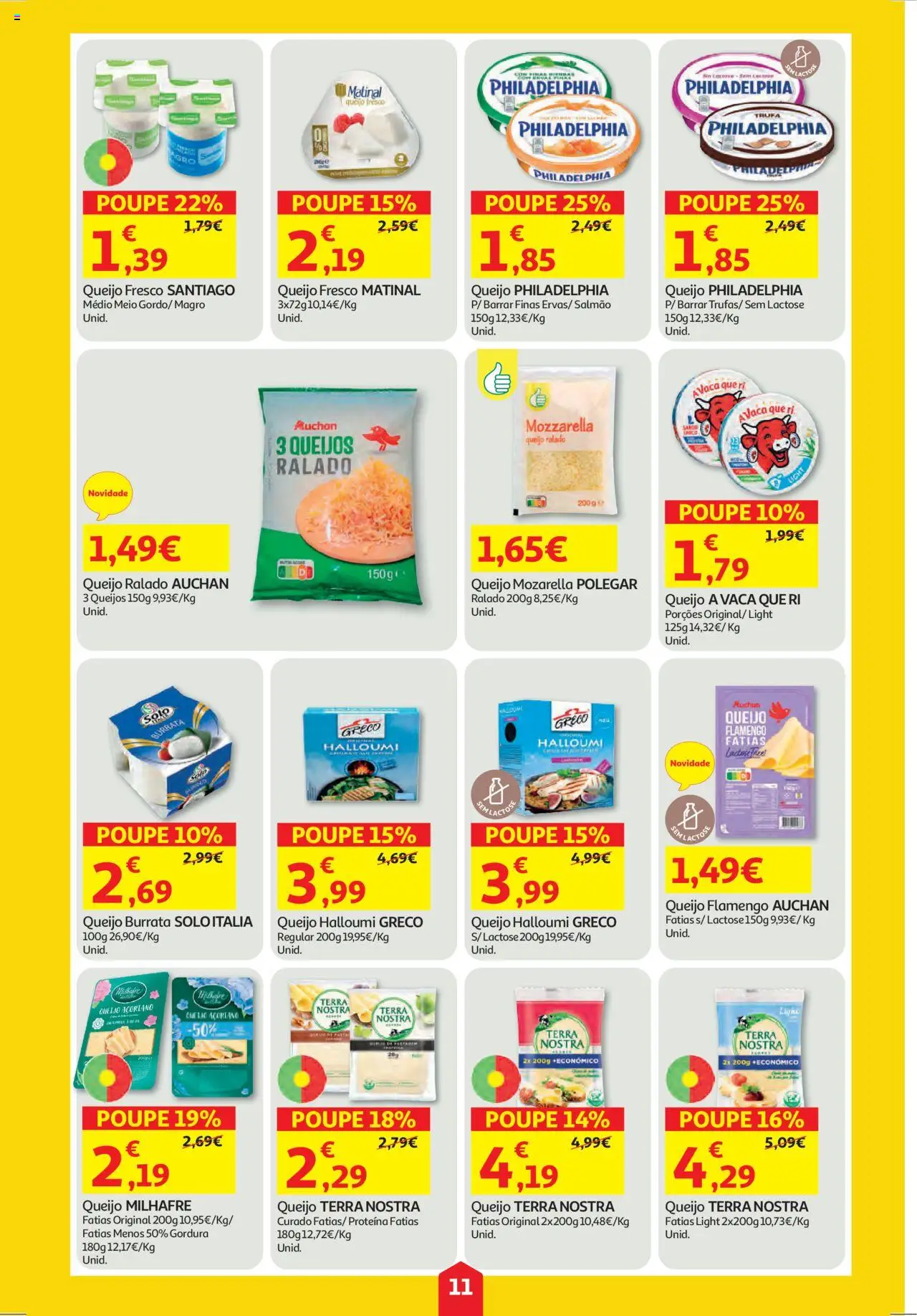 Auchan folheto │ válido de 18.09.2025 | Página: 11 | Produtos: Salmão, Queijo, Proteina