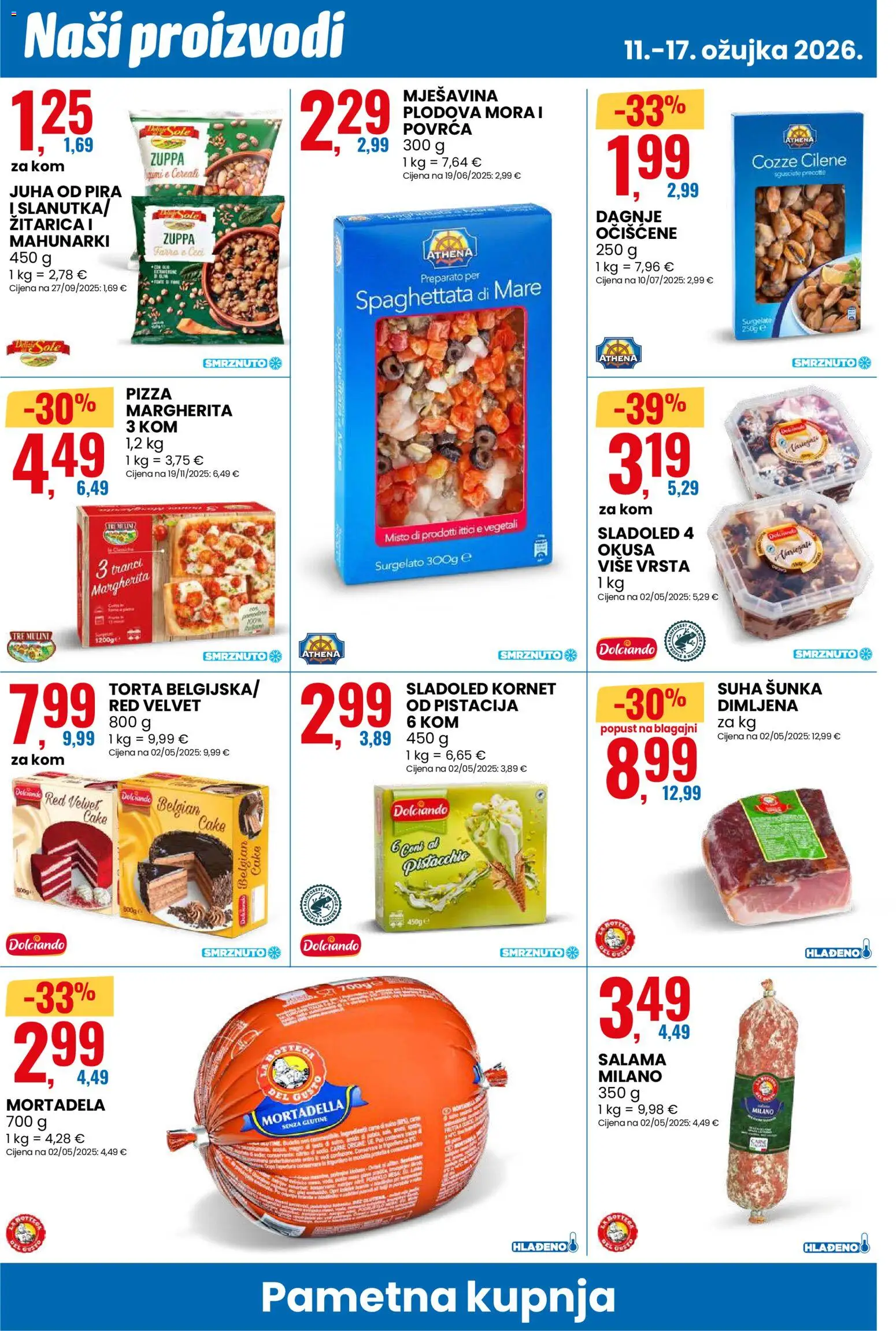 Eurospin katalog | vrijedi od 11.03.2026 | Stranica: 2 | Proizvodi: Salama, Mortadela, Dagnje, Torta