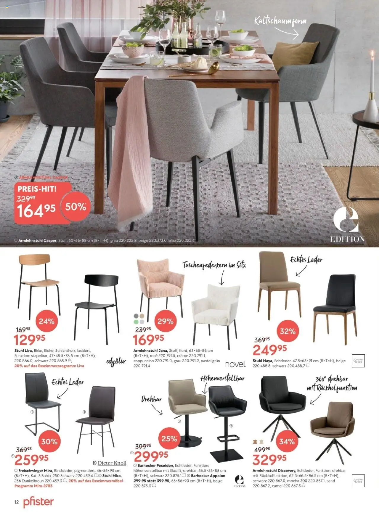 Pfister Aktionen – gültig ab 07.10.2025 | Seite: 12 | Produkte: Stuhl, Barhocker, Creme