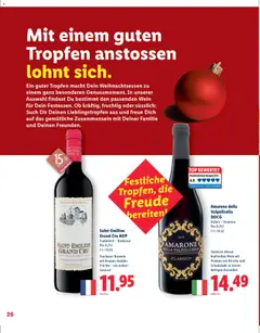 Lidl Aktionen Weihnachten ab 30.10.2025 gültig | Seite: 26 | Produkte: Rotwein, Wein, Früchte, Top