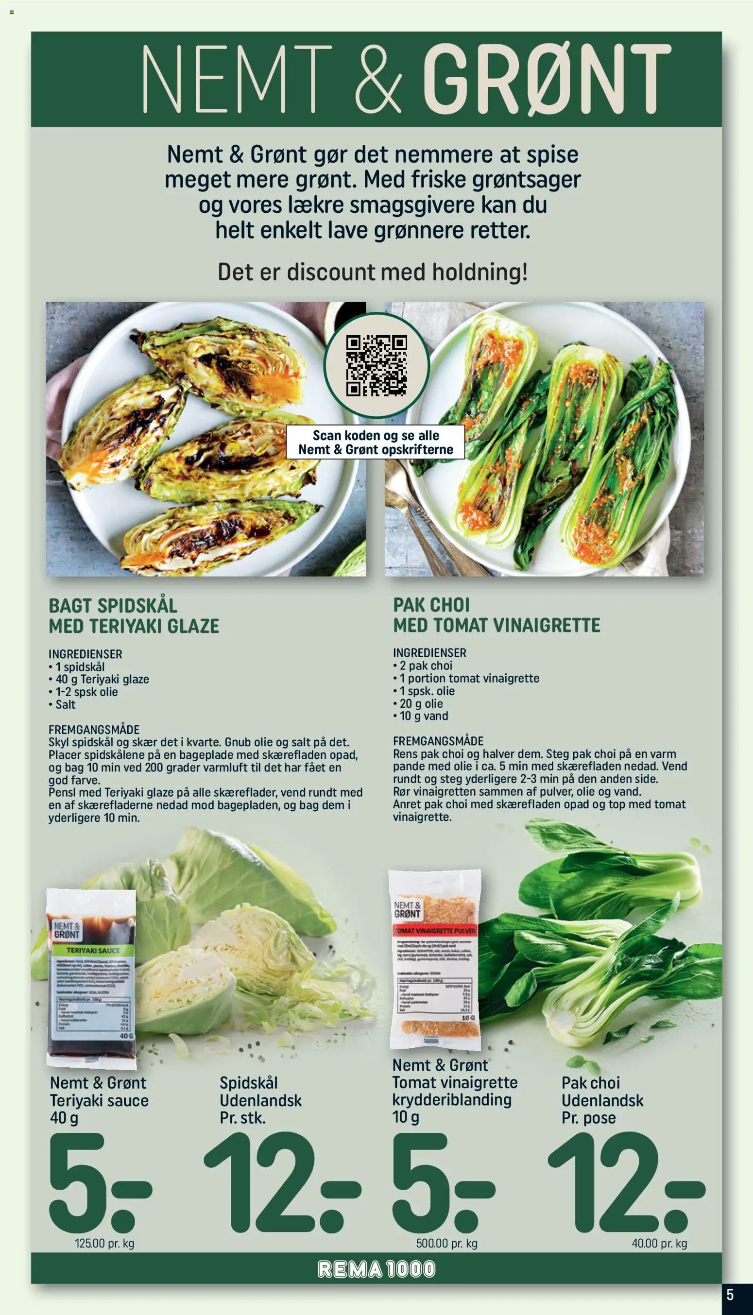 Rema 1000 tilbudsavis – gyldig fra 22.02.2026 | Side: 5 | Produkter: Olie, Salt, Spidskål
