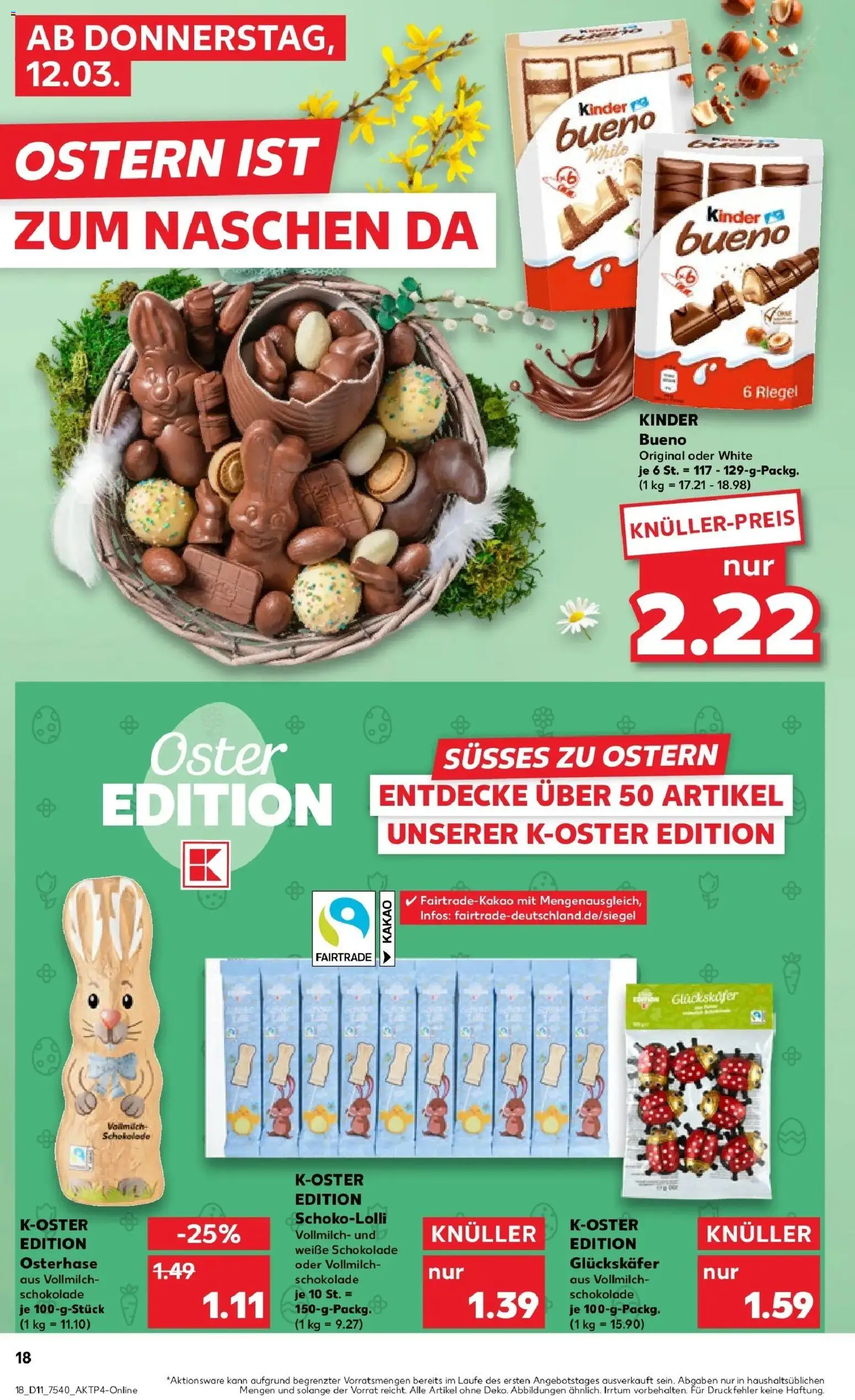 Kaufland Prospekt Arnstadt	 – gültig ab 09.03.2026 | Seite: 30 | Produkte: Schokolade, Kinder bueno