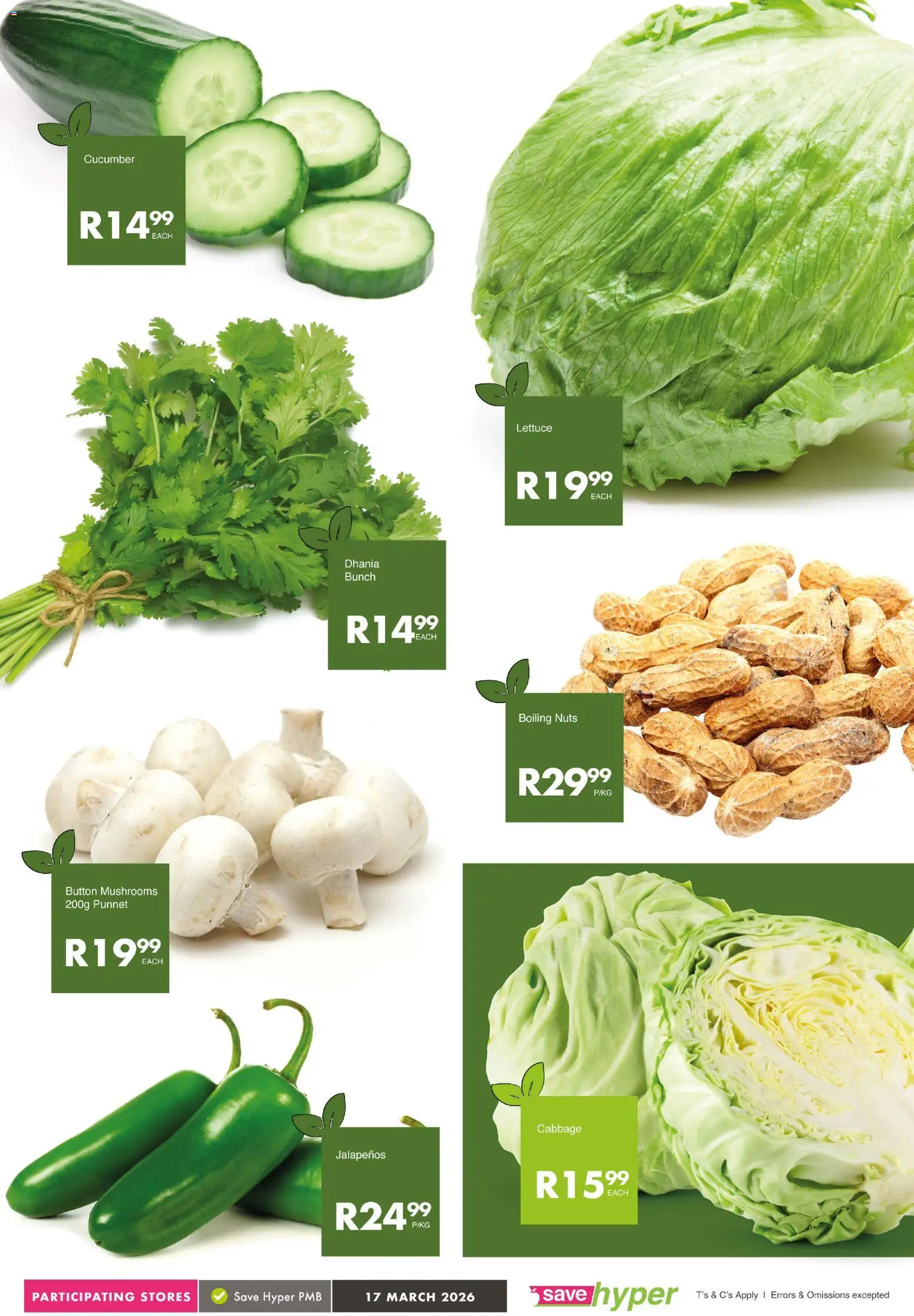 New Save catalogue – valid from 17.03.2026 | Page: 4 | Products: Mushrooms, Nuts, Lettuce