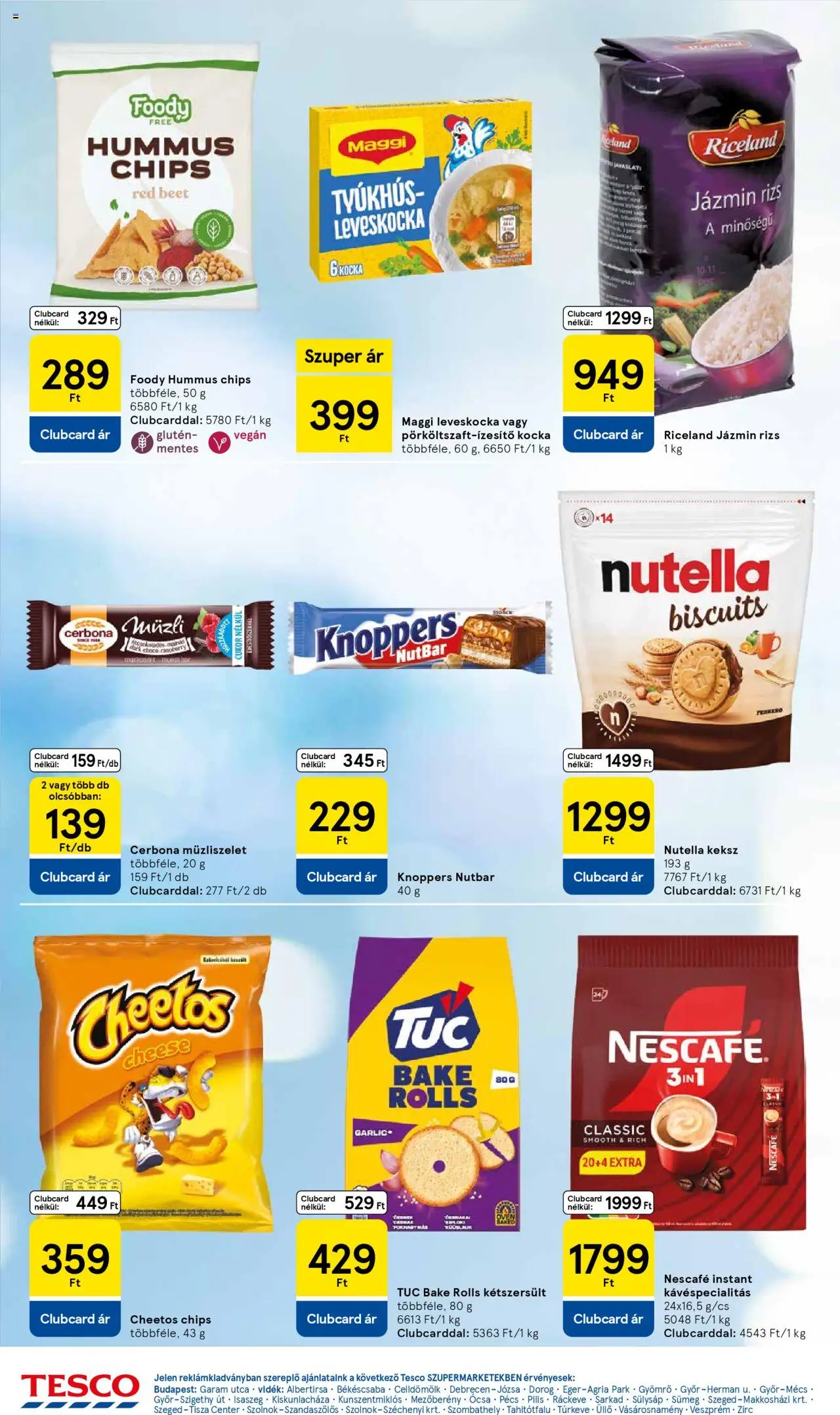 Tesco akciós ujság - amely érvényes a következő dátumtól: 14.08.2025 | Oldal: 6 | Termékek: Müzli, Nutella, Rizs, Keksz